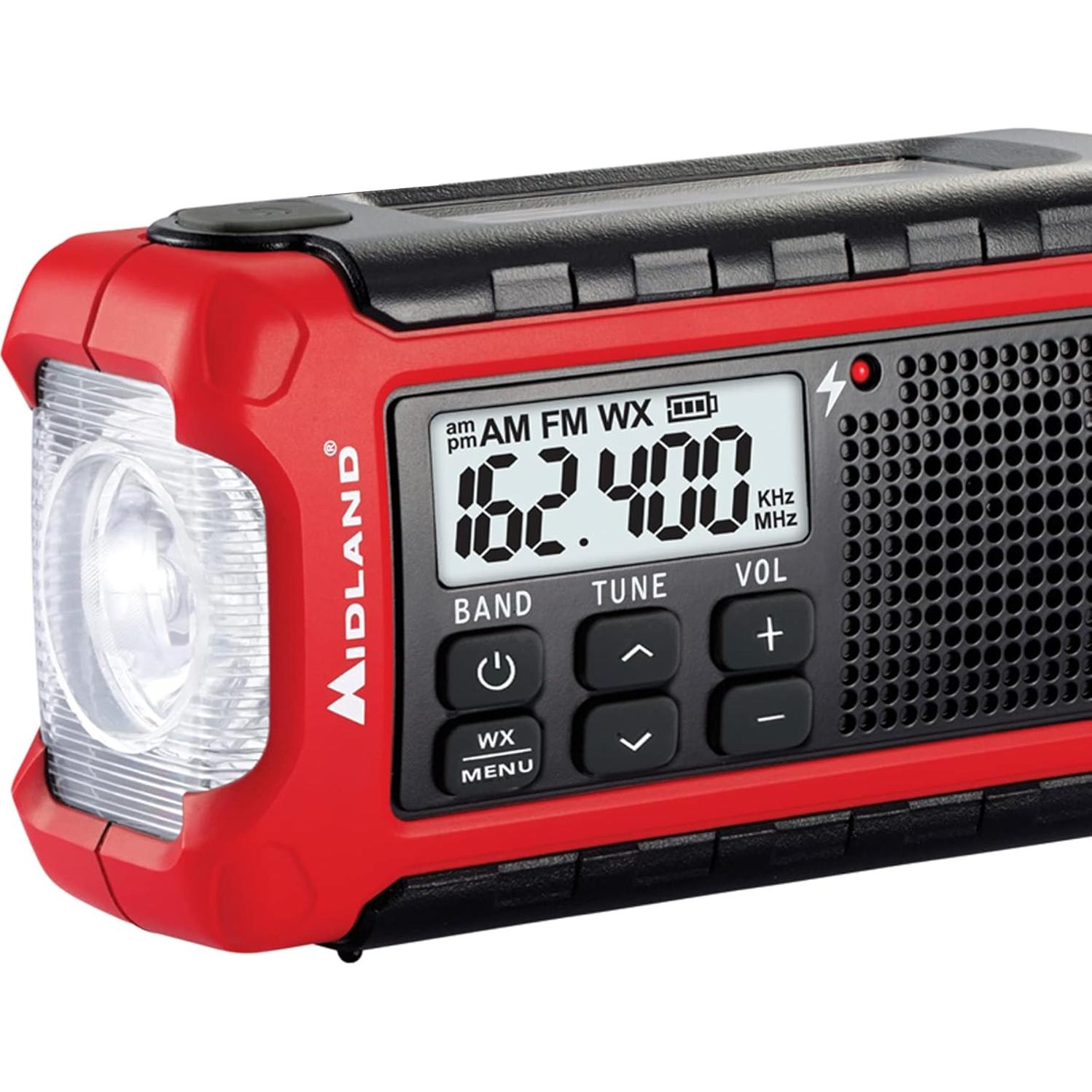 Radio Meteorológica de Emergencia Midland ER210 - Compacta, Manivela, Alertas NOAA, Linterna SOS