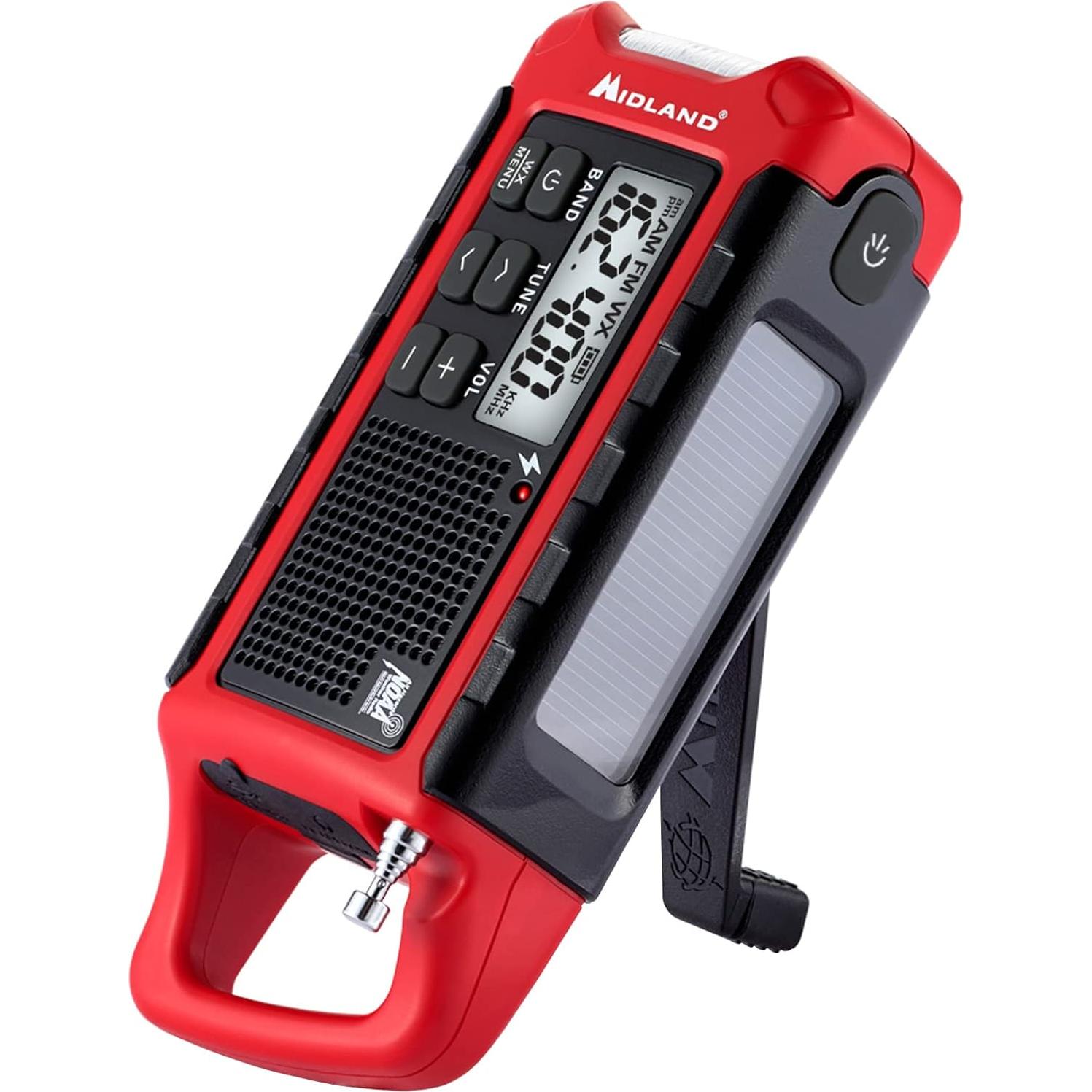 Radio Meteorológica de Emergencia Midland ER210 - Compacta, Manivela, Alertas NOAA, Linterna SOS