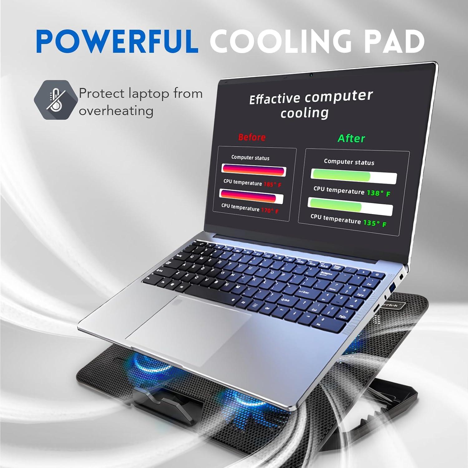 Base de Enfriamiento Coolertek para Laptop 12-17" con 5 Ventiladores