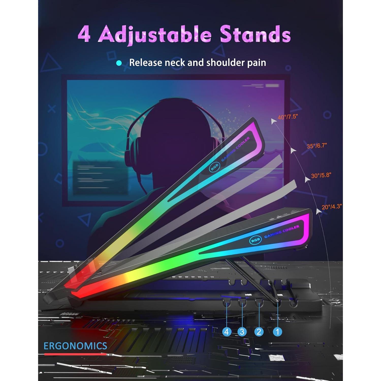 Base de Enfriamiento AICHESON para Laptop 15-17.3" 15 Ventiladores RGB