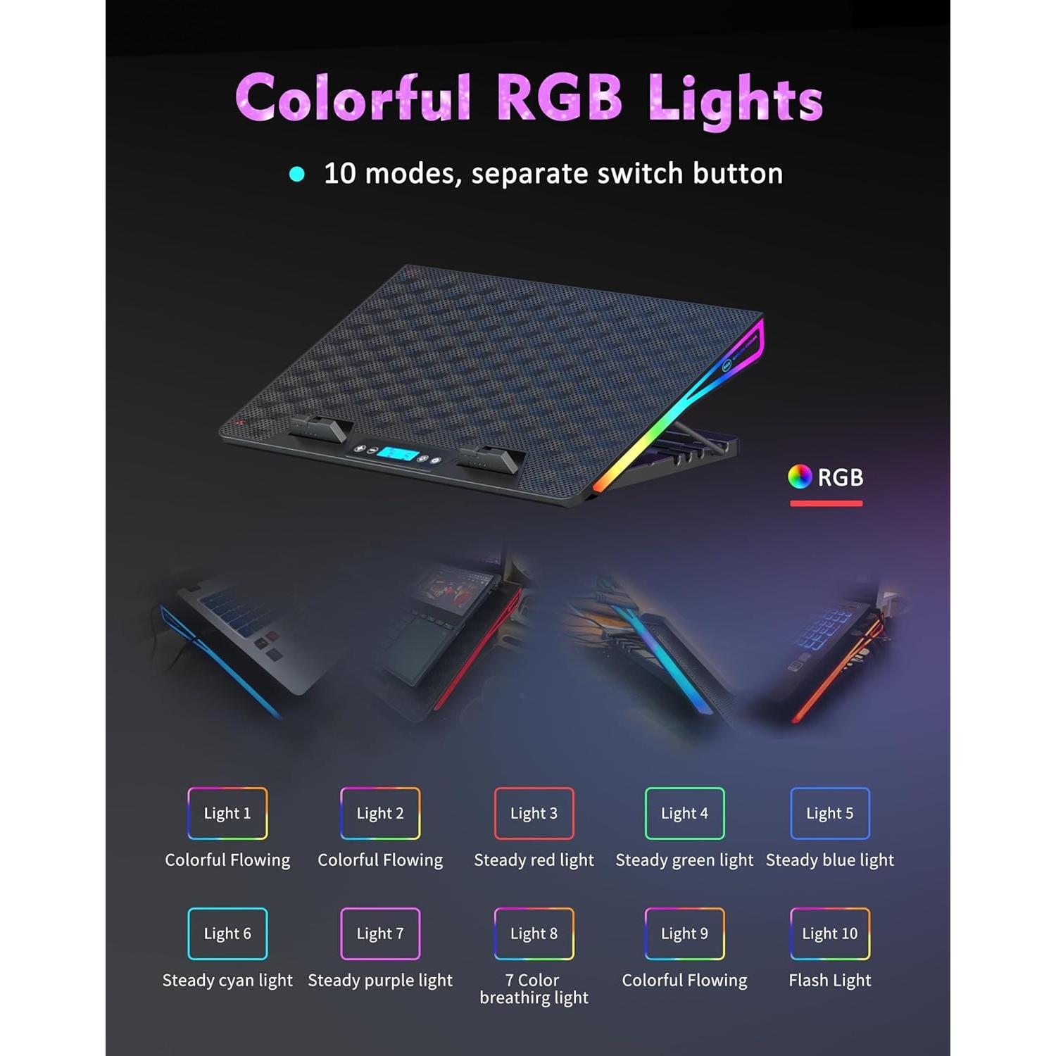 Base de Enfriamiento AICHESON para Laptop 15-17.3" 15 Ventiladores RGB