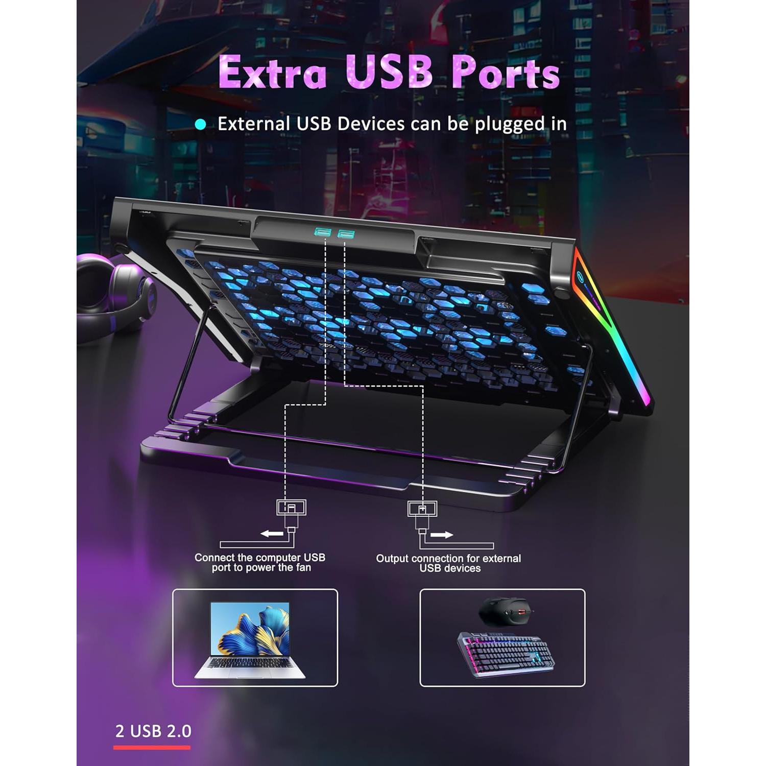 Base de Enfriamiento AICHESON para Laptop 15-17.3" 15 Ventiladores RGB