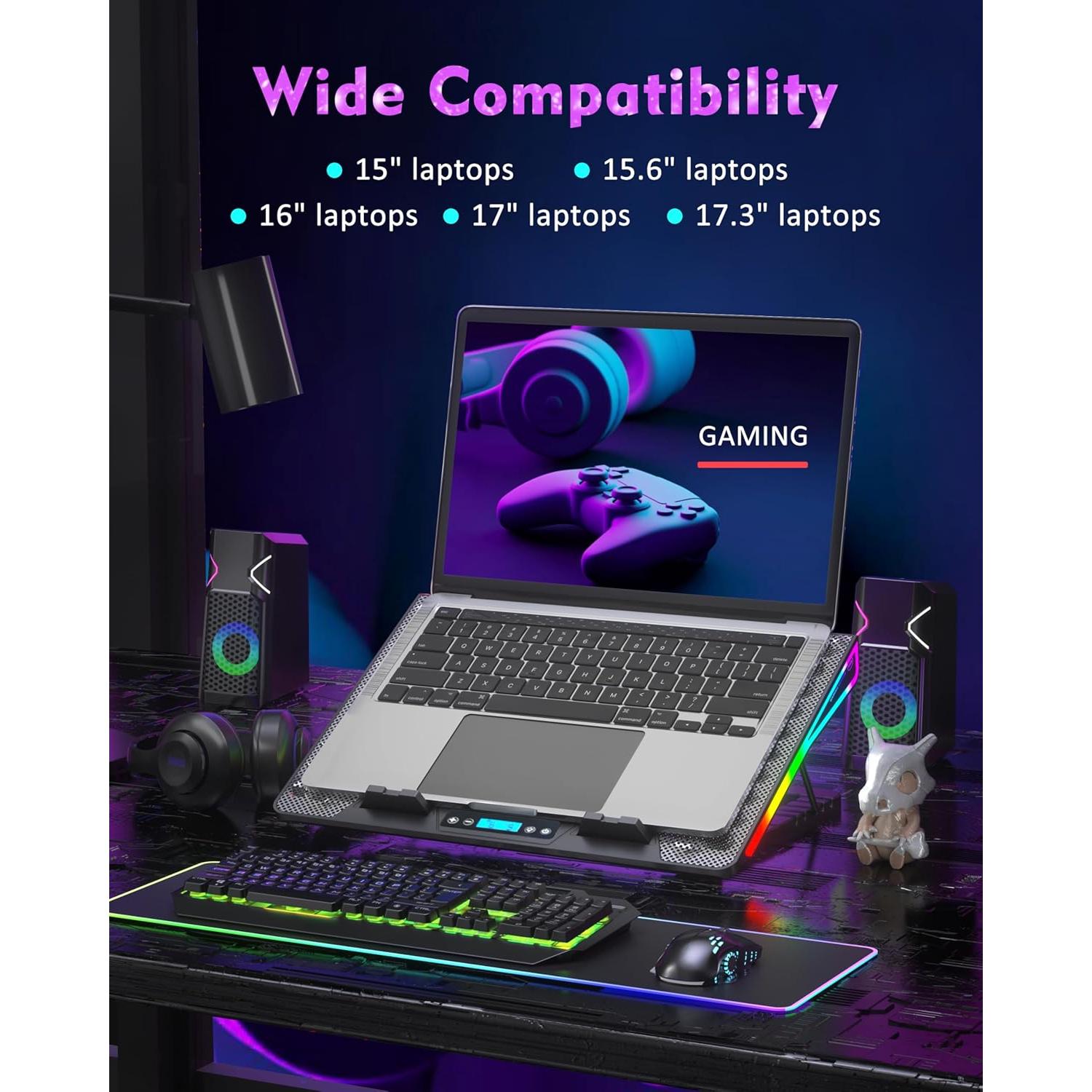 Base de Enfriamiento AICHESON para Laptop 15-17.3" 15 Ventiladores RGB