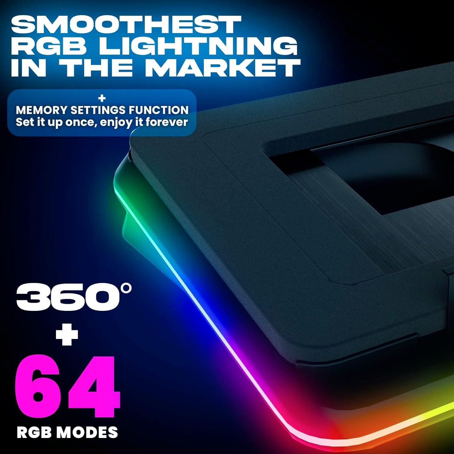 KLIM Turbofrost Enfriador de Laptop hasta 43.18 cm - 4 Ventiladores RGB