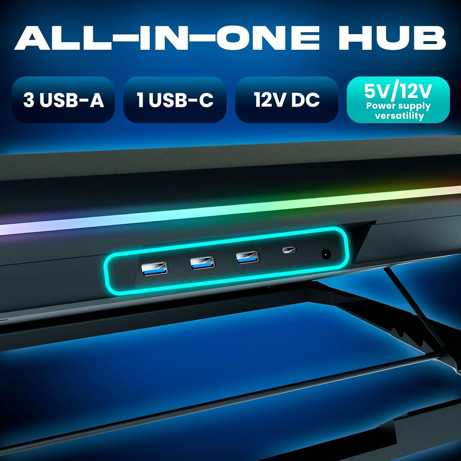 KLIM Turbofrost Enfriador de Laptop hasta 43.18 cm - 4 Ventiladores RGB