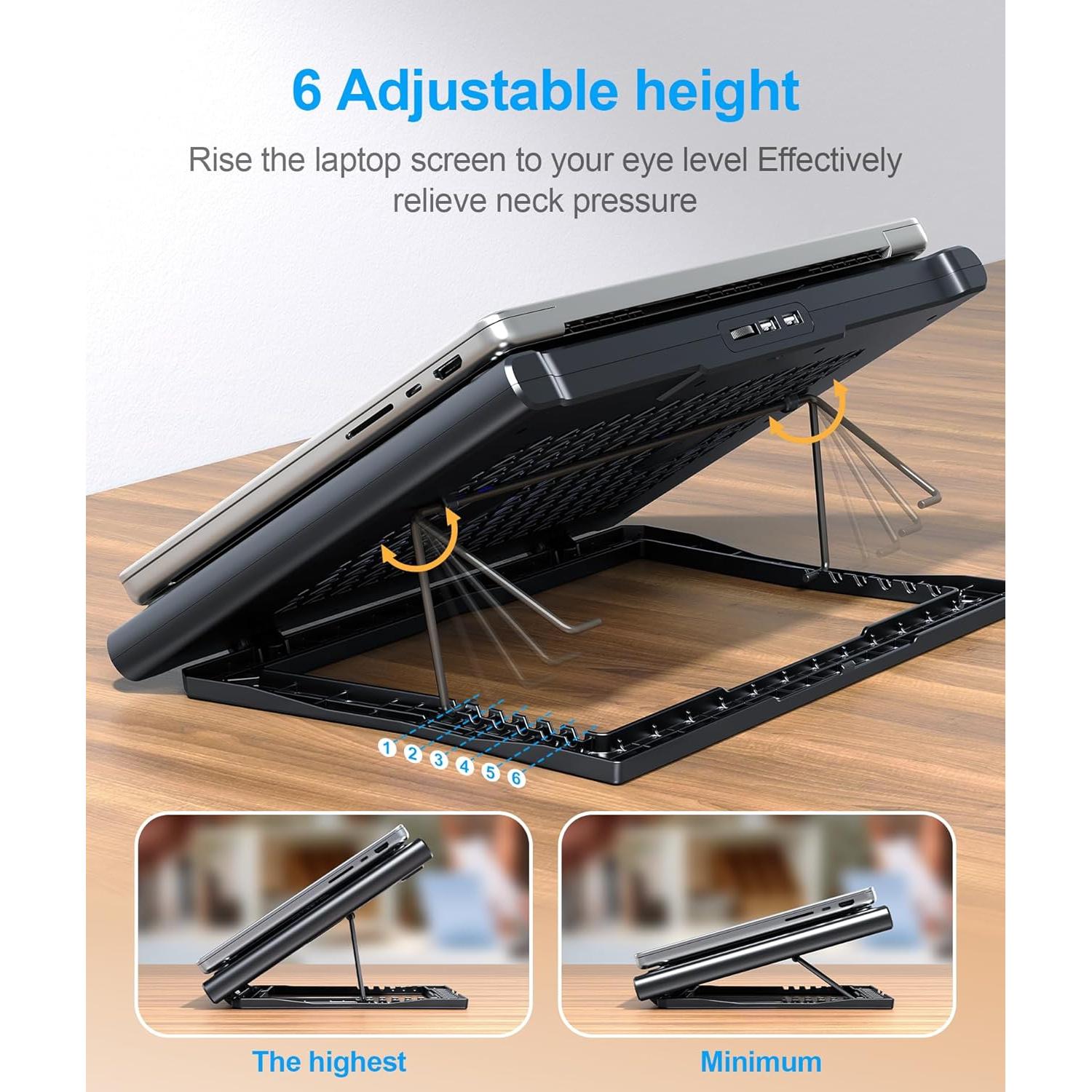 Soporte de Enfriamiento para Laptop MOKURU C400 Negro 6 Niveles