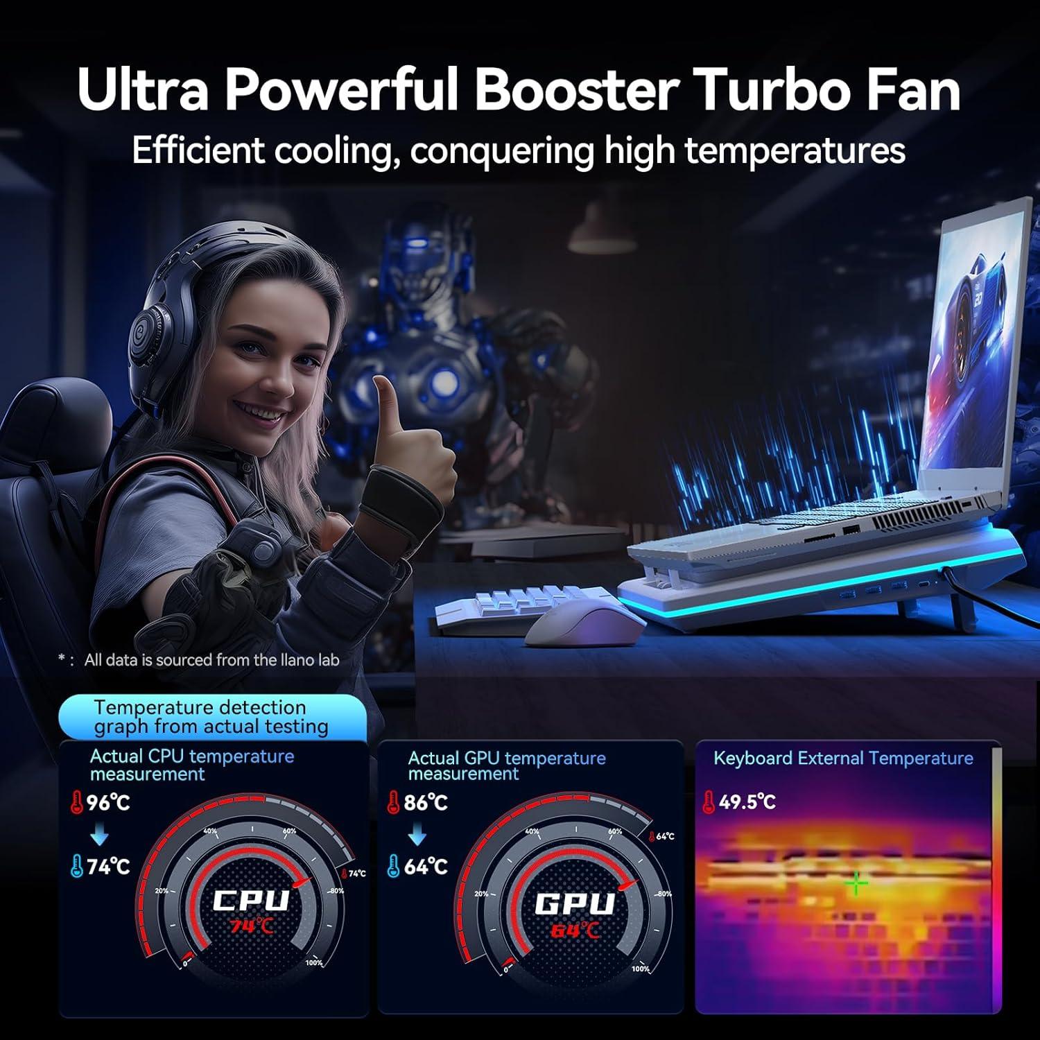 Base de Enfriamiento para Laptop Llano con RGB y Conmutador HDMI 2.1