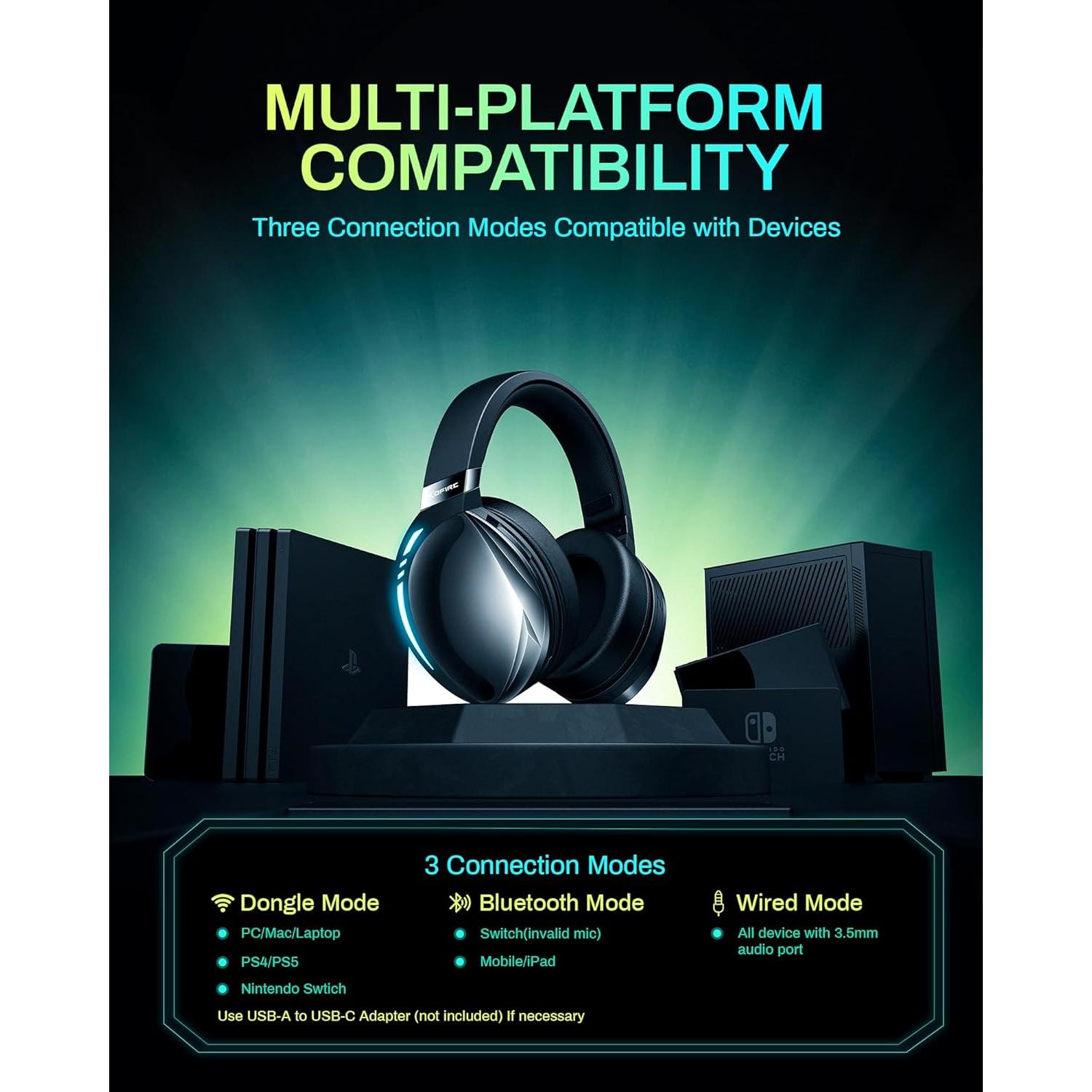 Auriculares Gaming Inalámbricos KOFIRE UG-06 con Micrófono y RGB