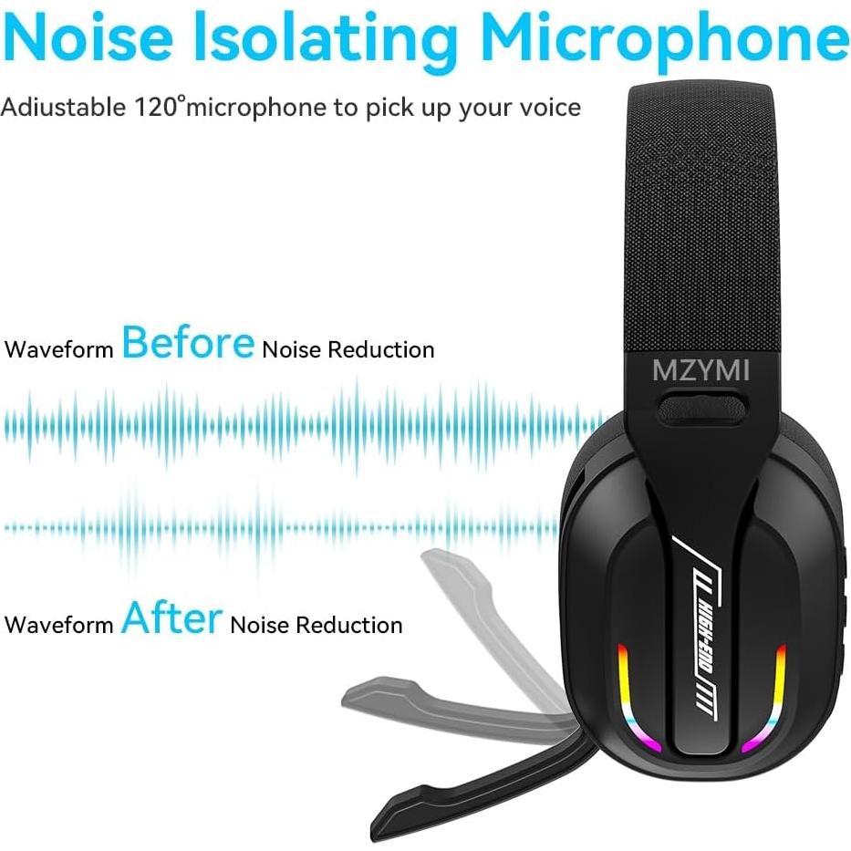 Auriculares Gaming Inalámbricos MZYMI GT100 - 20H, Bluetooth 5.4, Micrófono ENC