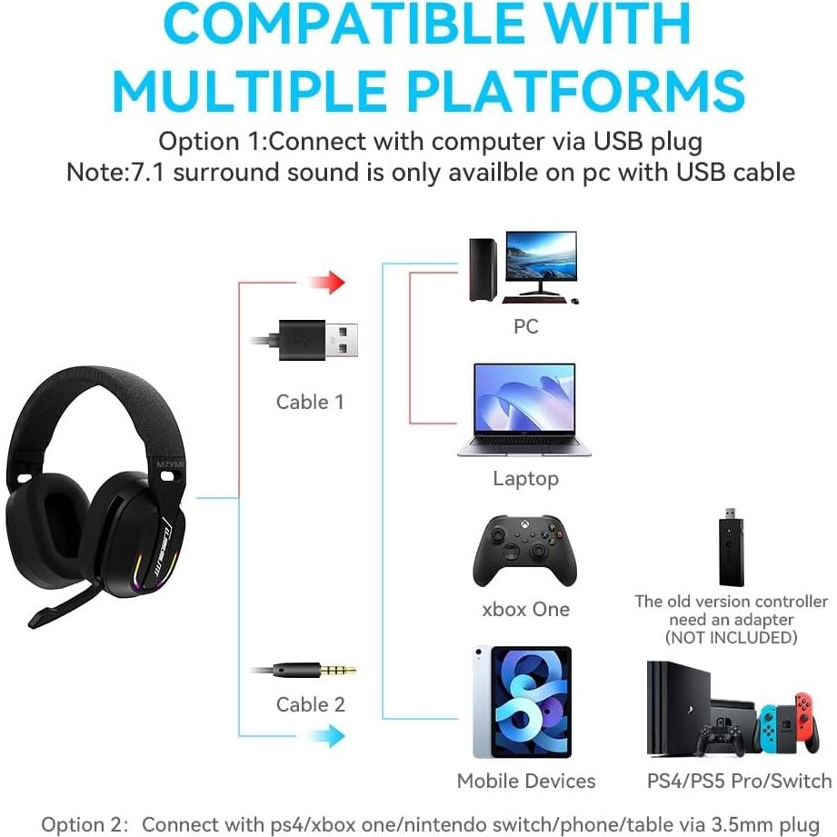 Auriculares Gaming Inalámbricos MZYMI GT100 - 20H, Bluetooth 5.4, Micrófono ENC