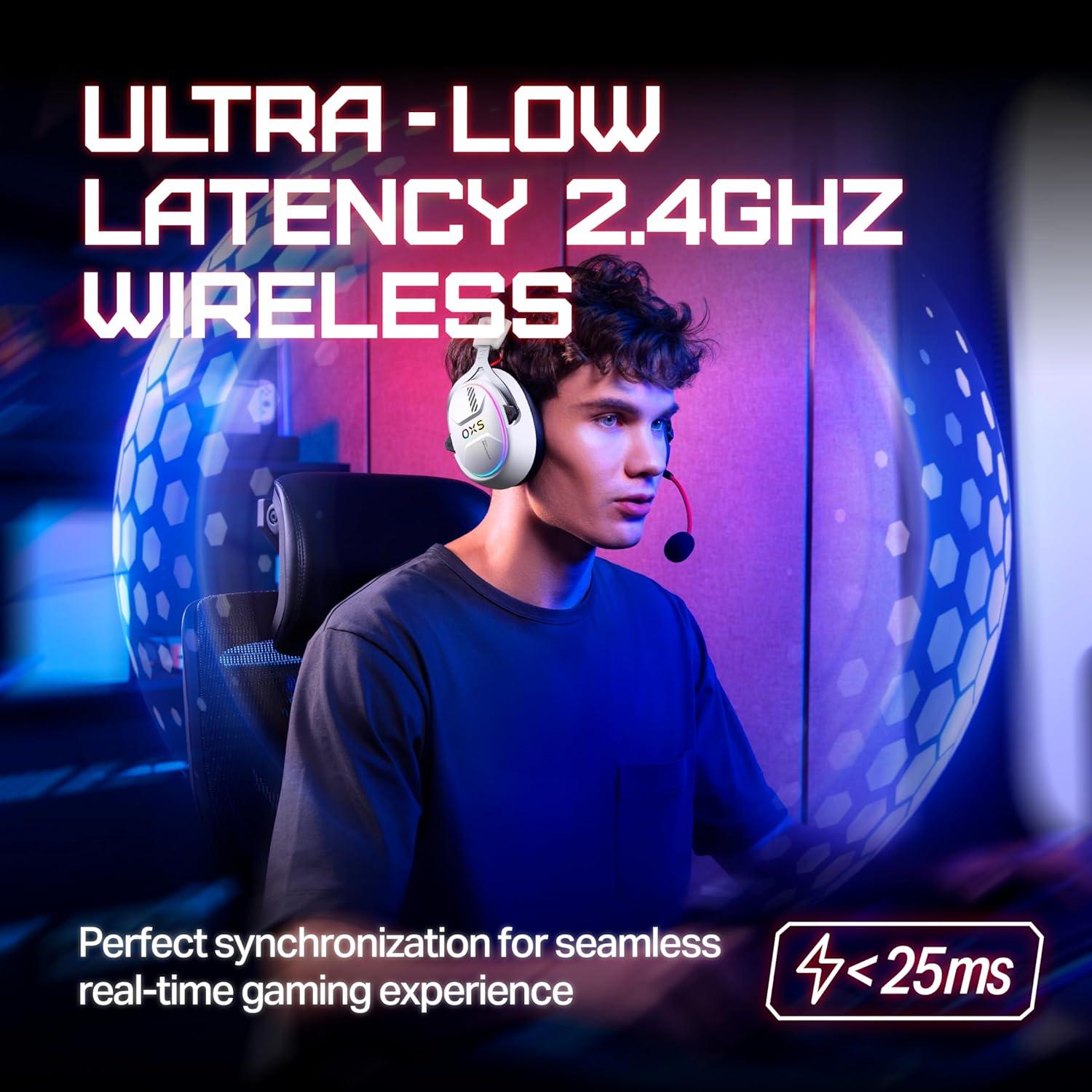 Auriculares Gaming Inalámbricos OXS Storm G2, 50mm, RGB, 40H