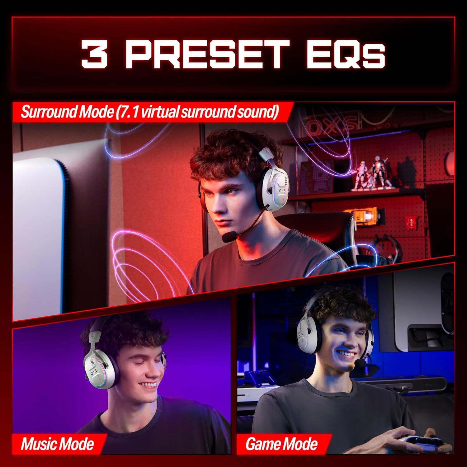 Auriculares Gaming Inalámbricos OXS Storm G2, 50mm, RGB, 40H