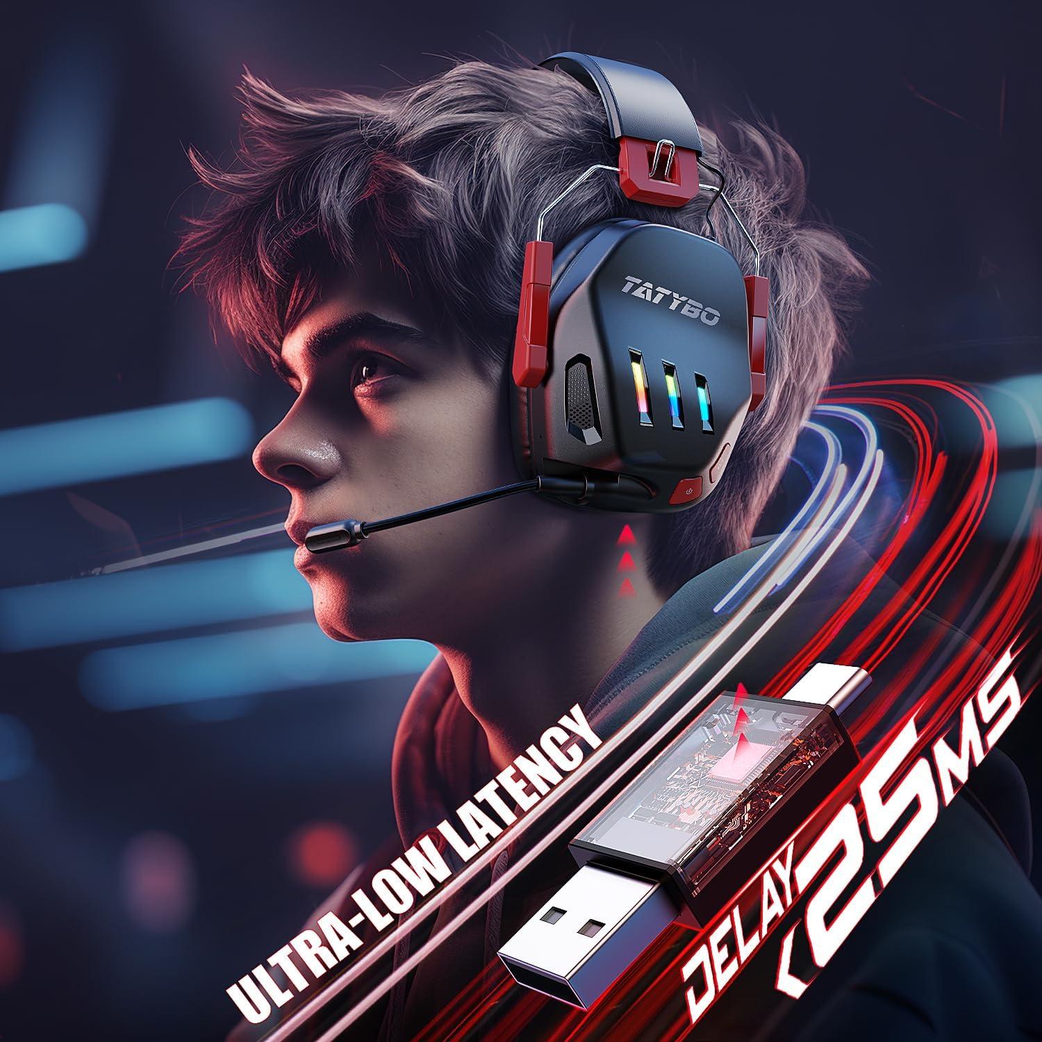 Auricular Gaming Inalámbrico Foyose WT3-BR 7.1 Sonido Estéreo