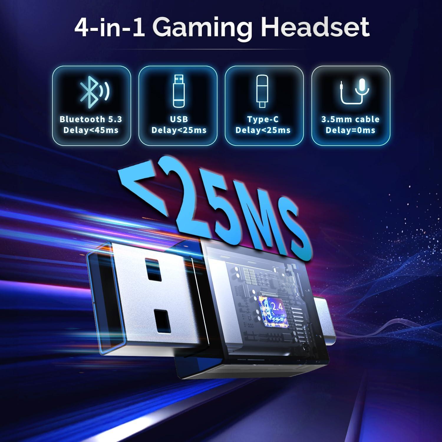 Auriculares Gaming Inalámbricos Buwnia GH100 40h Batería 7.1