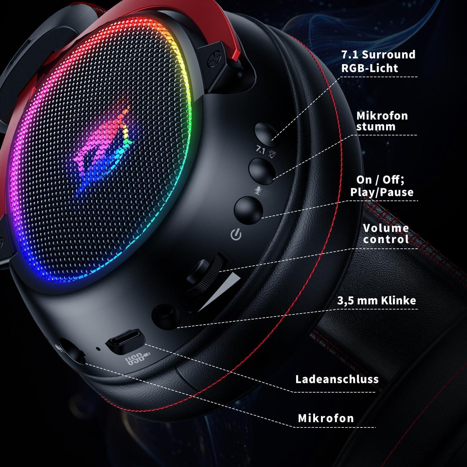 Auriculares Gaming Inalámbricos Buwnia GH100 40h Batería 7.1