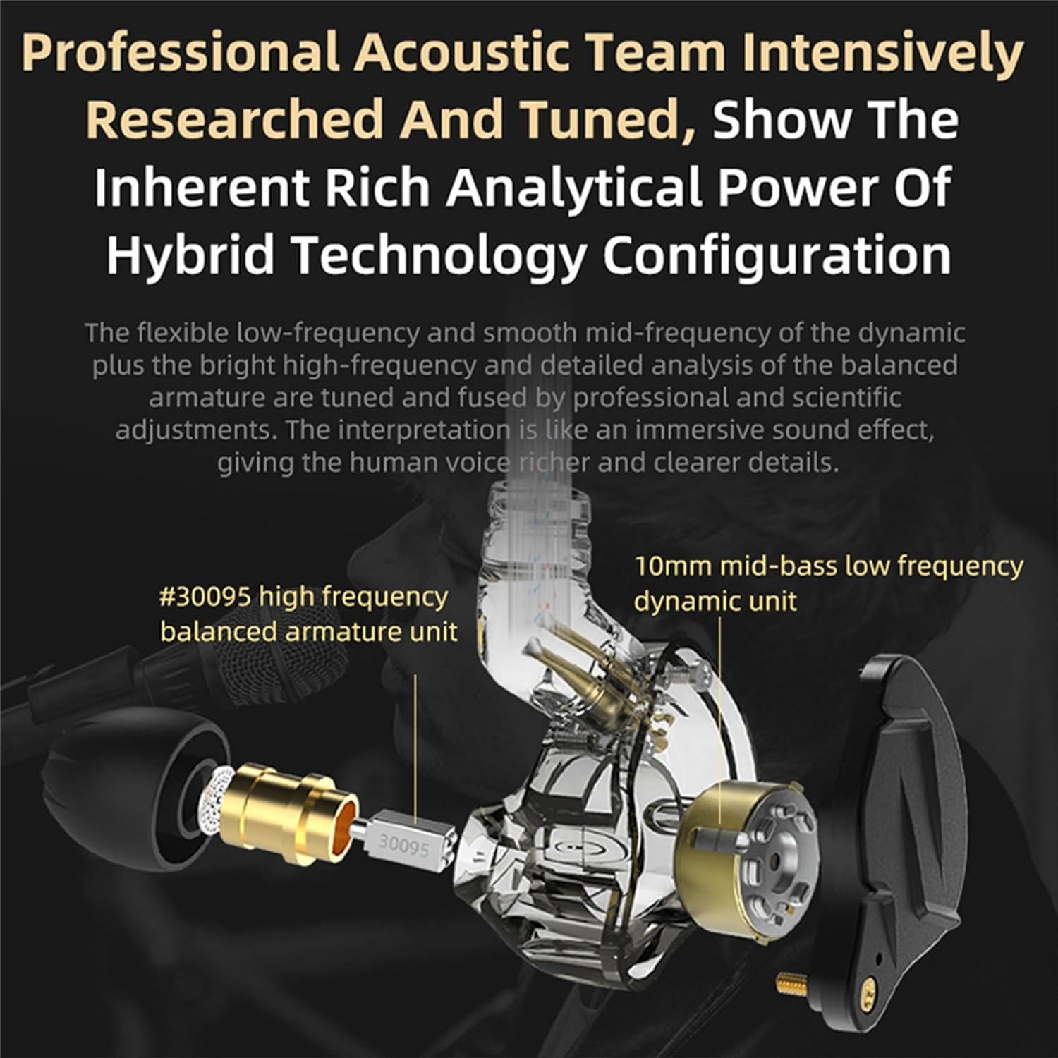 Auriculares In Ear KZ ZSN PRO X Híbridos 1DD+1BA, Negro