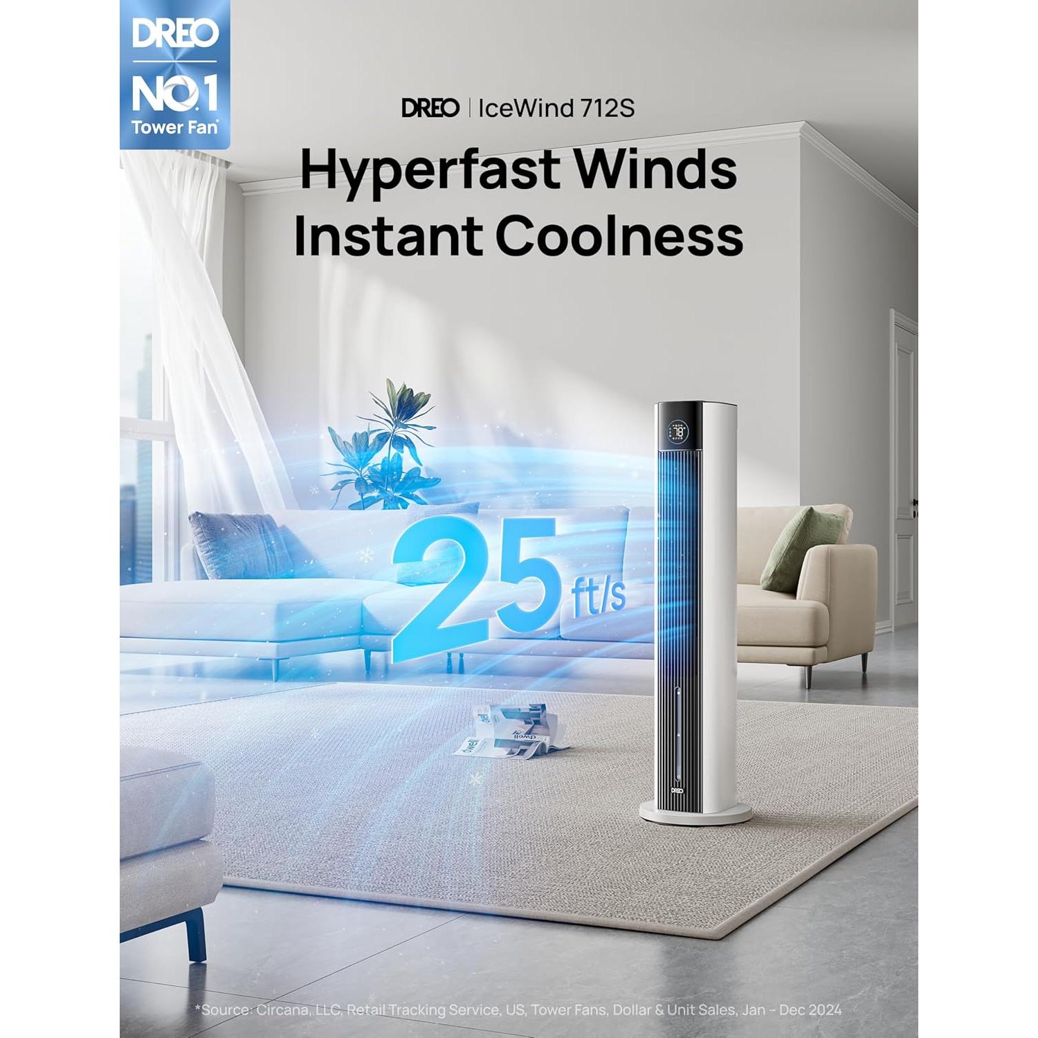 Ventilador Torre Dreo IceWind 712S 109 cm Blanco 4 Velocidades