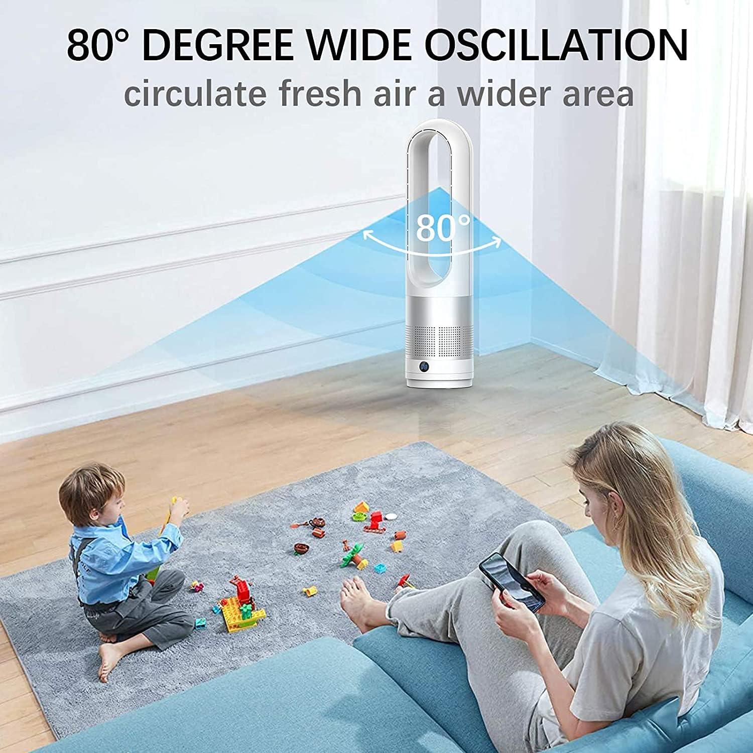 Ventilador de Torre Sin Aspas KIAMI 55 cm Oscilante 80° Control Remoto