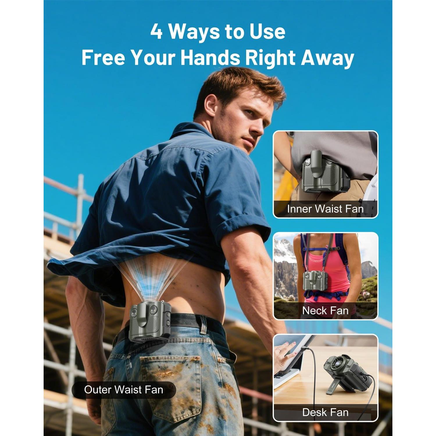 Ventilador Portátil BLAVOR PN-W50 con Altavoz Bluetooth 4-en-1