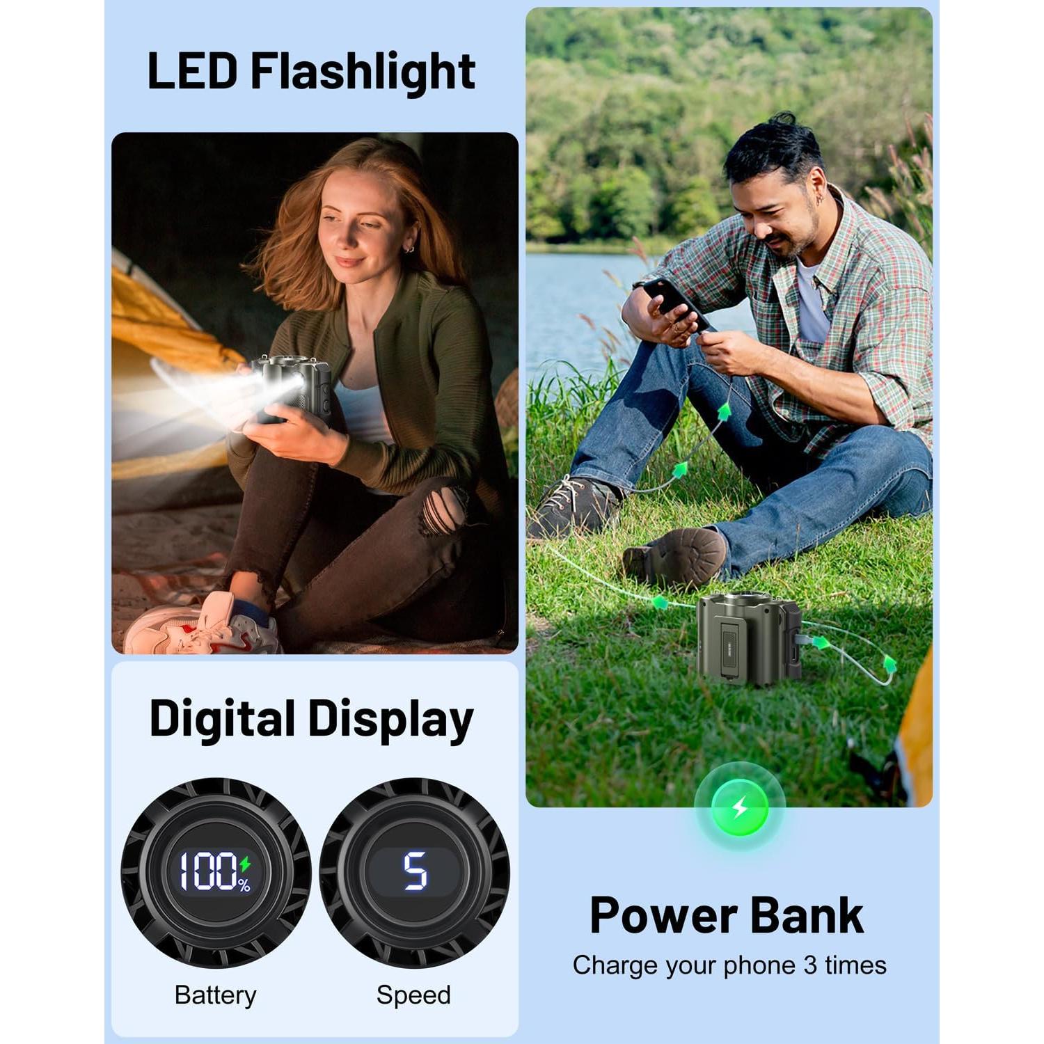 Ventilador Portátil BLAVOR PN-W50 con Altavoz Bluetooth 4-en-1