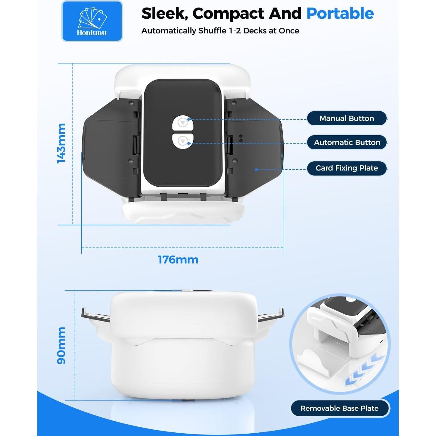 Barajador Automático de Cartas Honlunu TX-666 Recargable 2600mAh