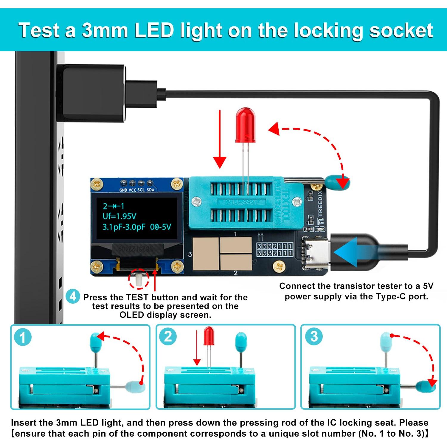 Probador de Transistores y Capacitores Treedix GM328 - Medidor LCR/ESR
