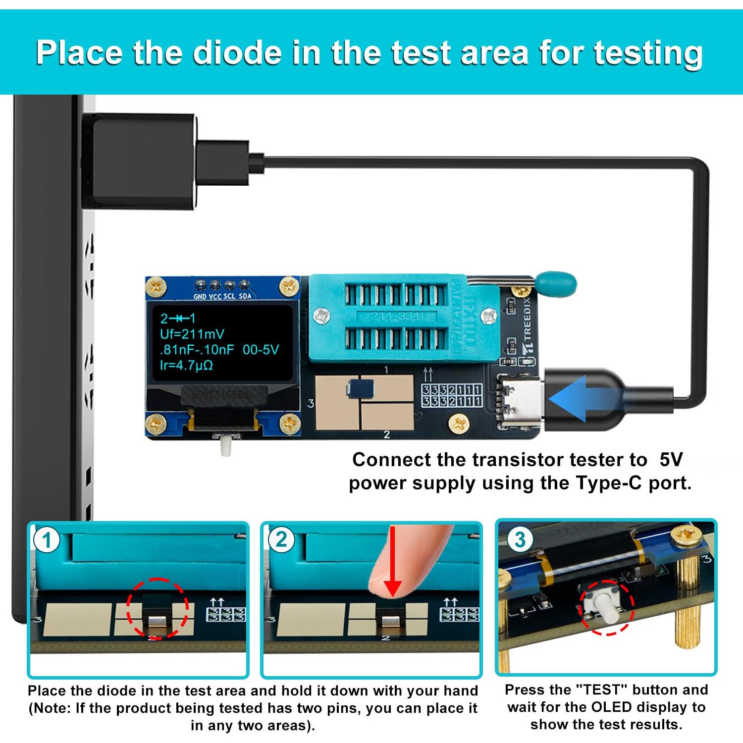 Probador de Transistores y Capacitores Treedix GM328 - Medidor LCR/ESR