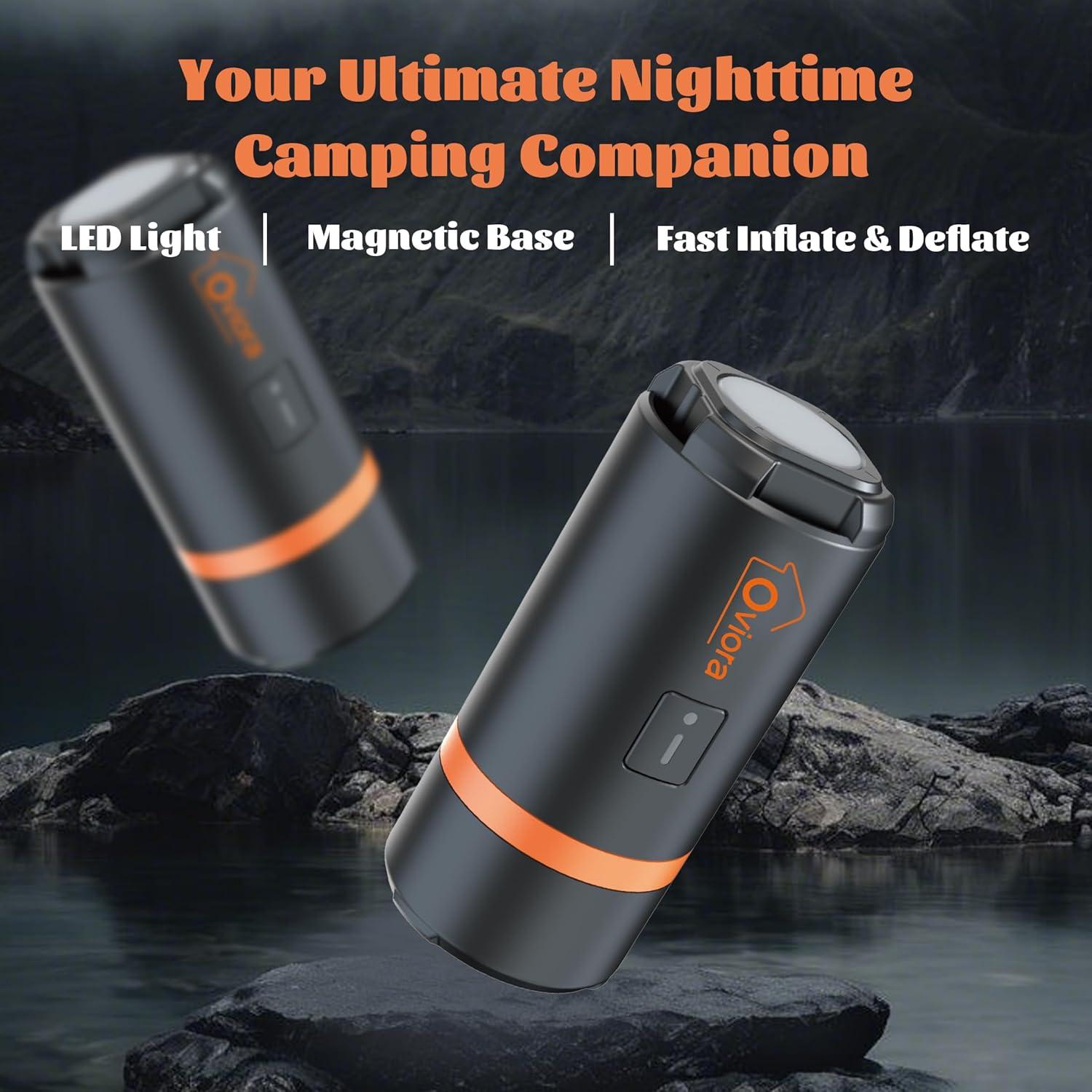 Mini Bomba de Aire Eléctrica Oviora con Luz LED y 5 Boquillas