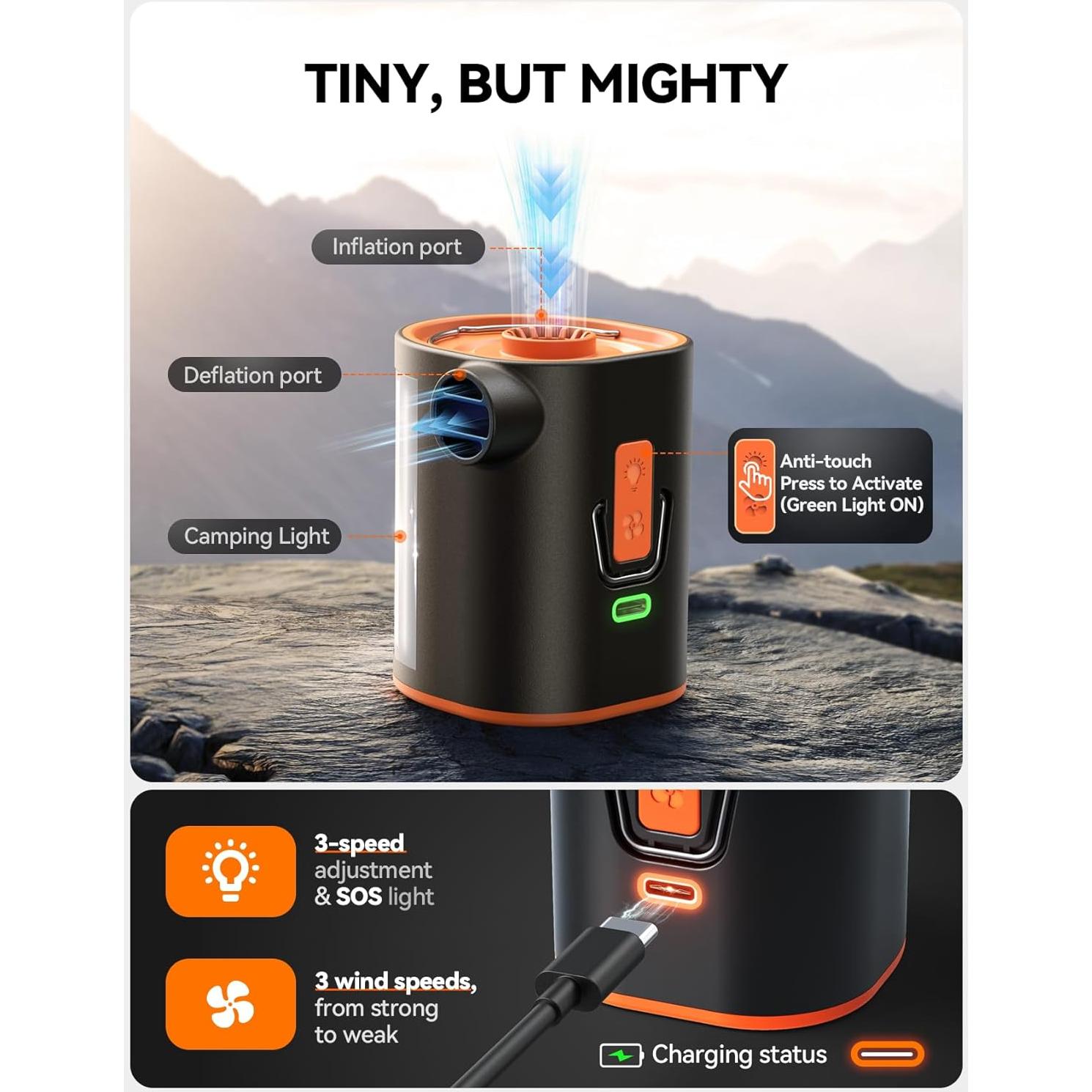 Bomba de Aire Eléctrica JOYROOM 3600 mAh Mini Portátil