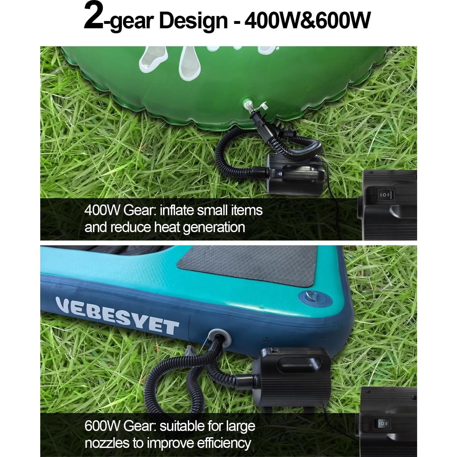 Bomba de aire eléctrica VEBESYET 400W/600W inflador/desinflador