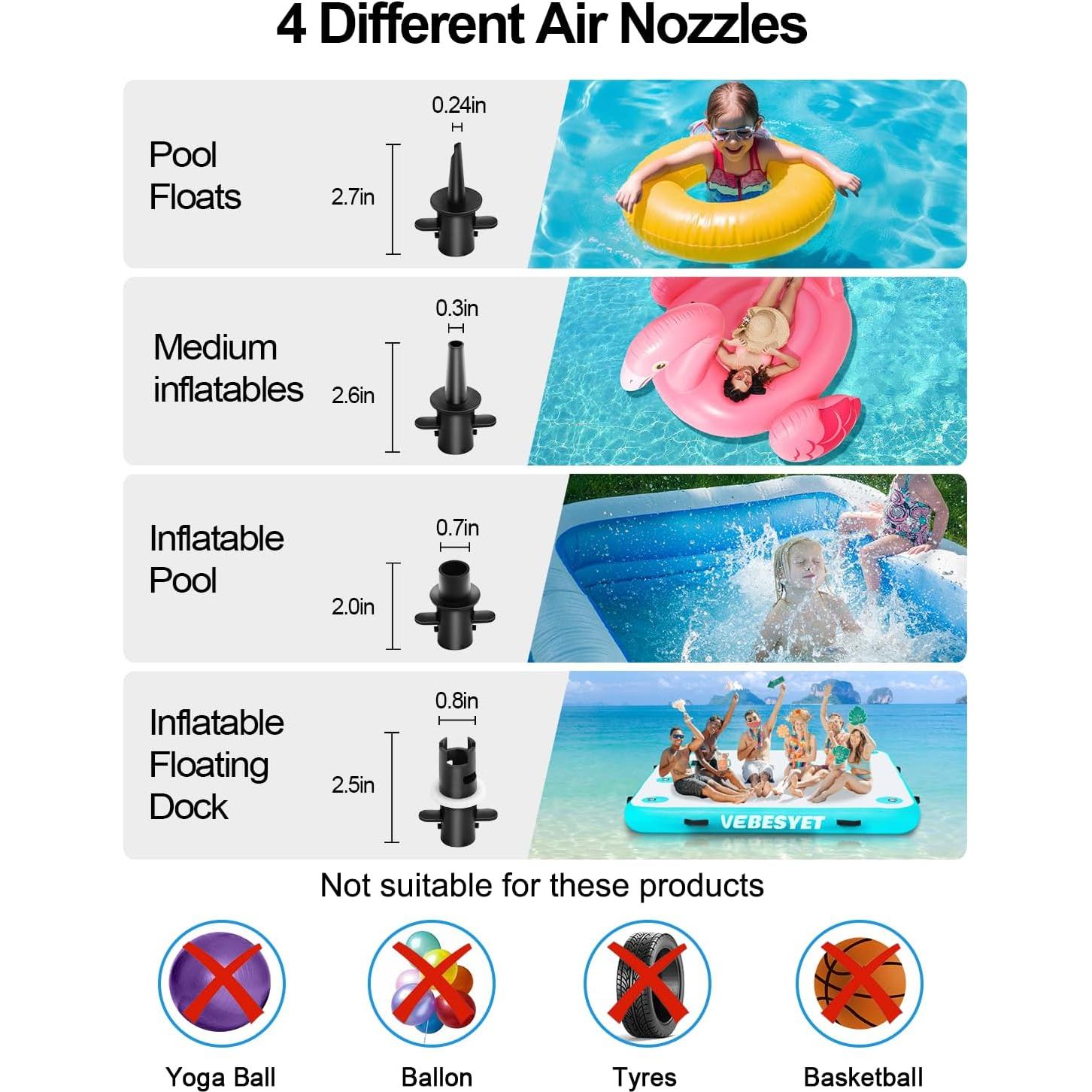 Bomba de aire eléctrica VEBESYET 400W/600W inflador/desinflador