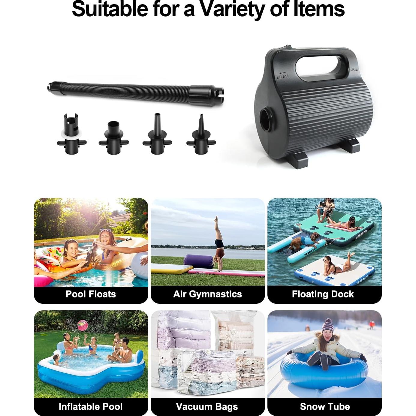 Bomba de aire eléctrica VEBESYET 400W/600W inflador/desinflador