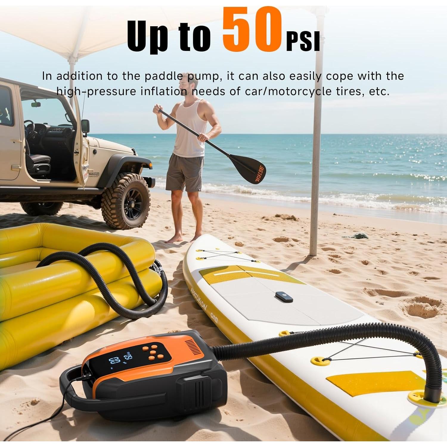 Bomba de Aire Eléctrica Komobe 50PSI para Paddle Board y Neumáticos