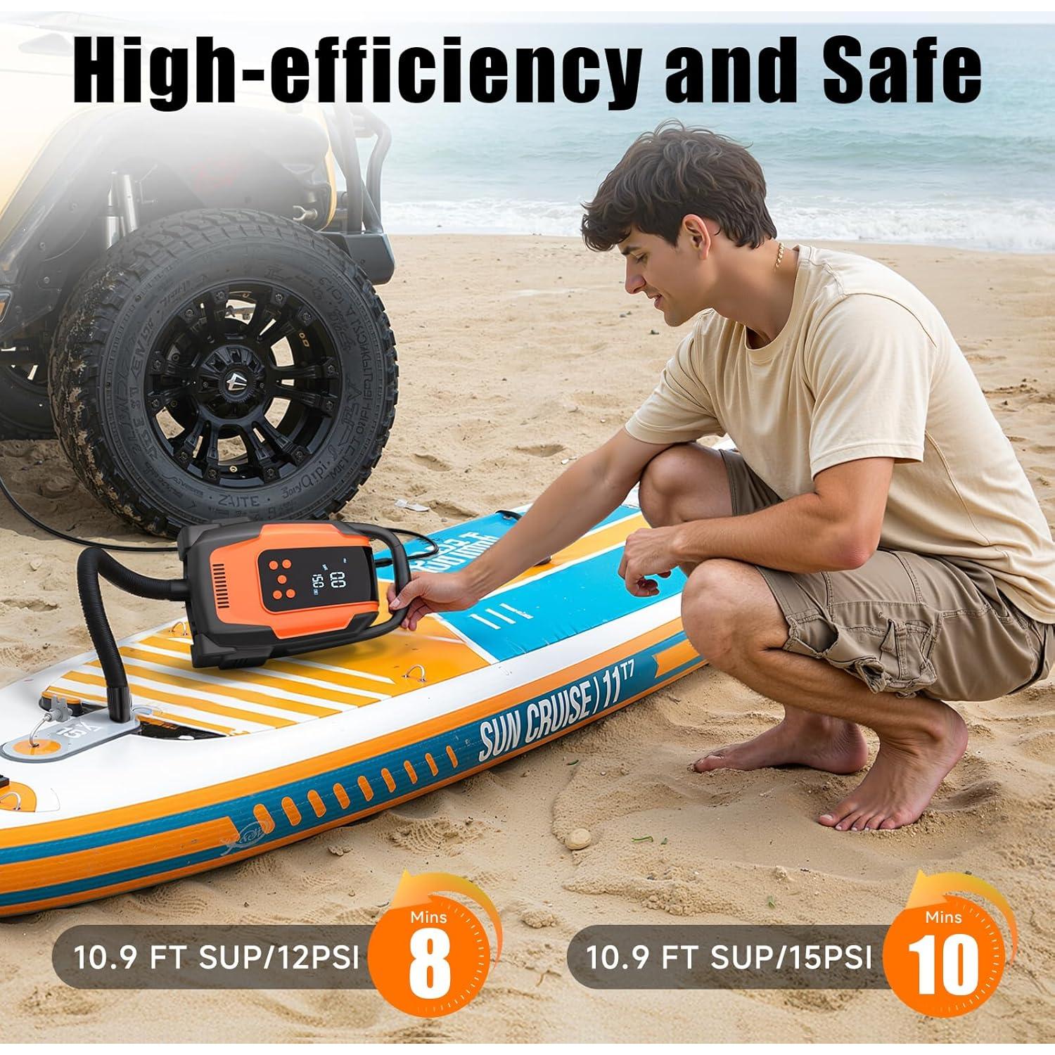 Bomba de Aire Eléctrica Komobe 50PSI para Paddle Board y Neumáticos