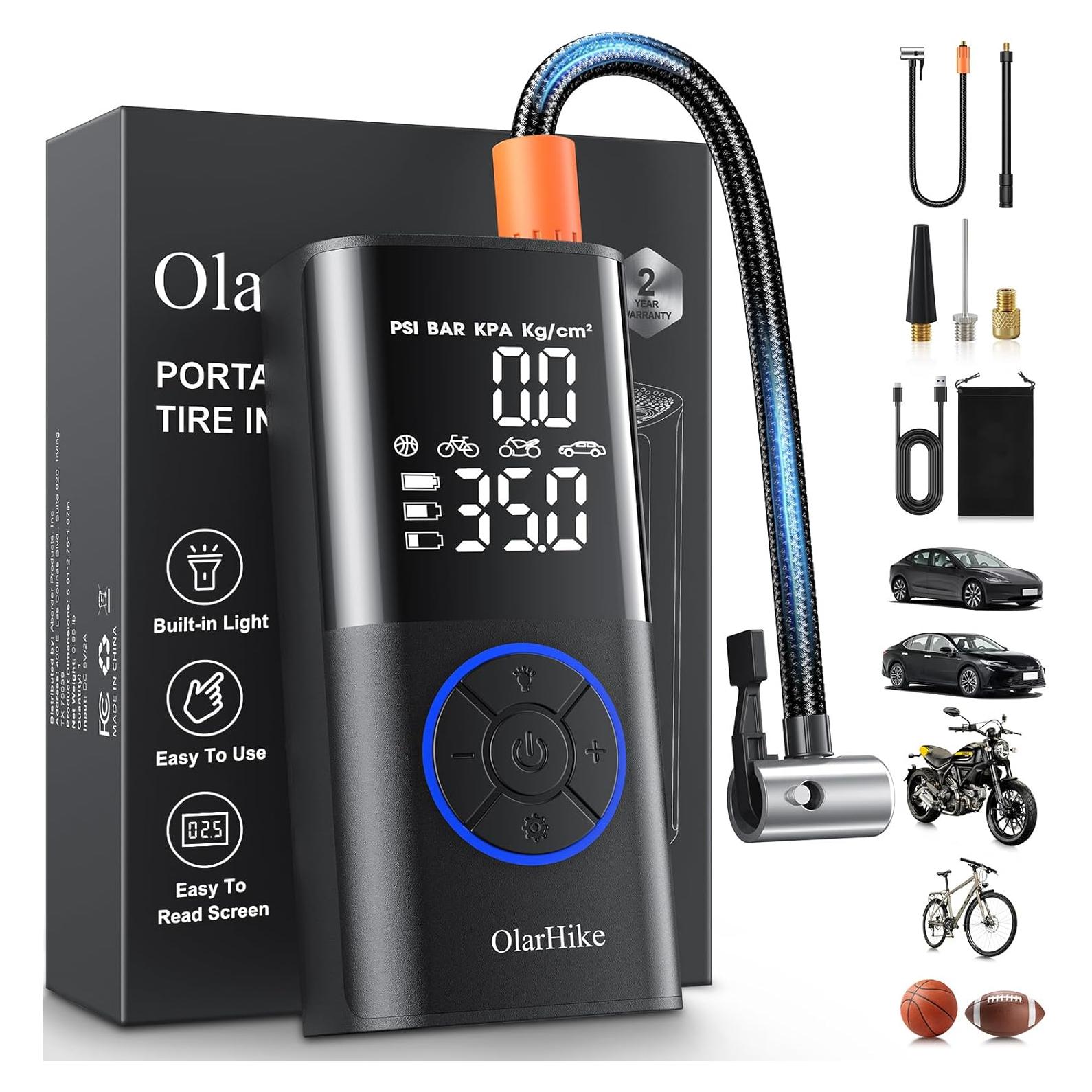 Compresor de Aire Portátil OlarHike 160 PSI con Luz LED