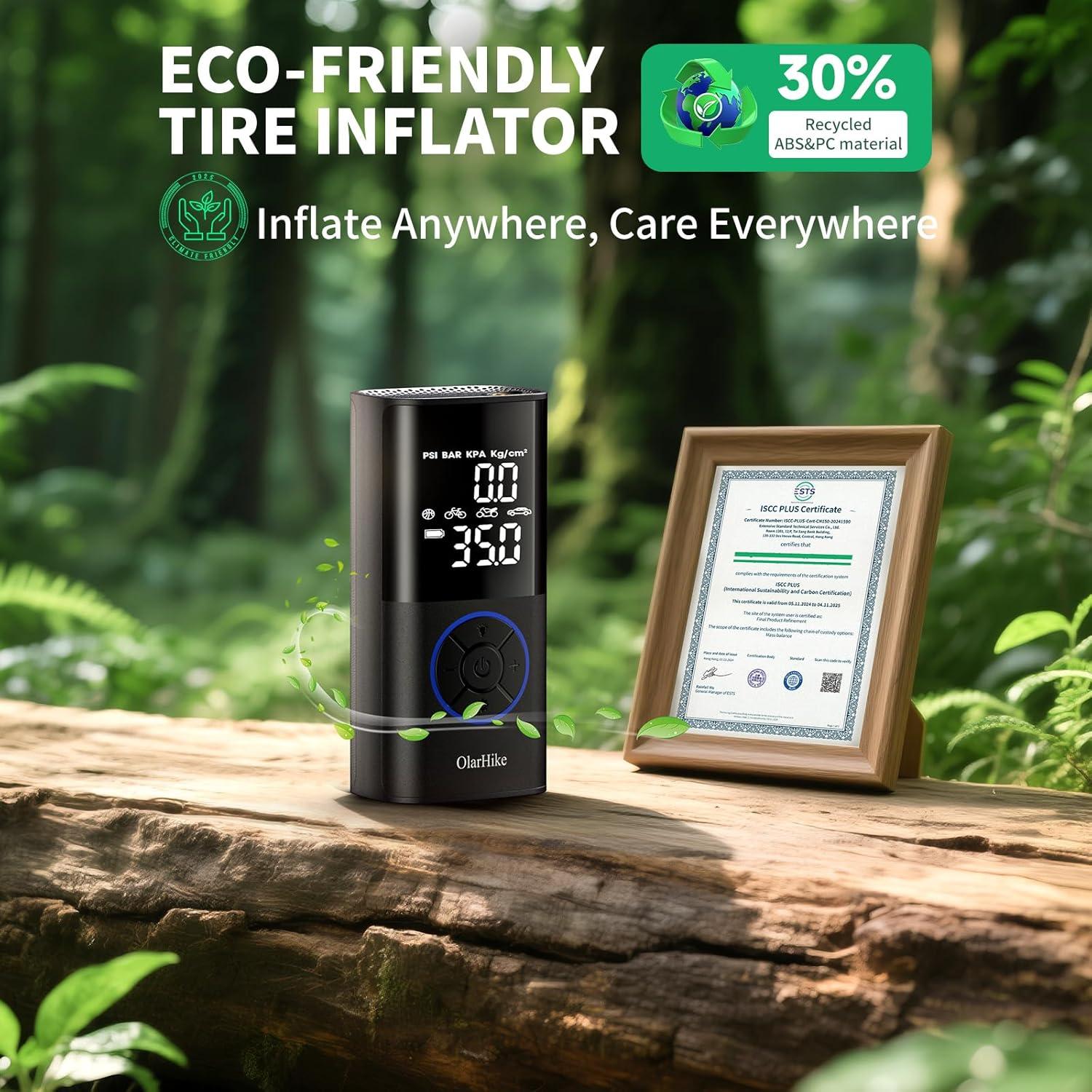 Compresor de Aire Portátil OlarHike 160 PSI con Luz LED