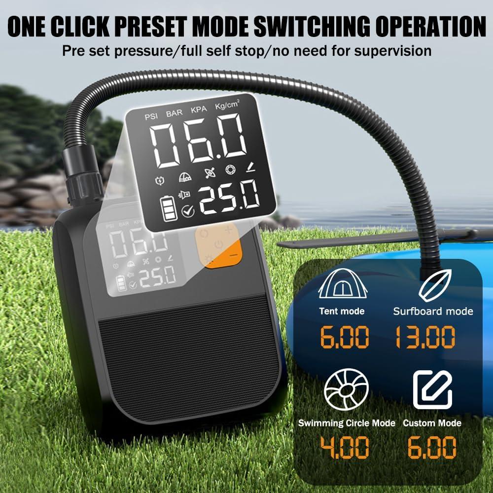Bomba de Aire Eléctrica 3T6B 8000mAh 25PSI para Paddle Board