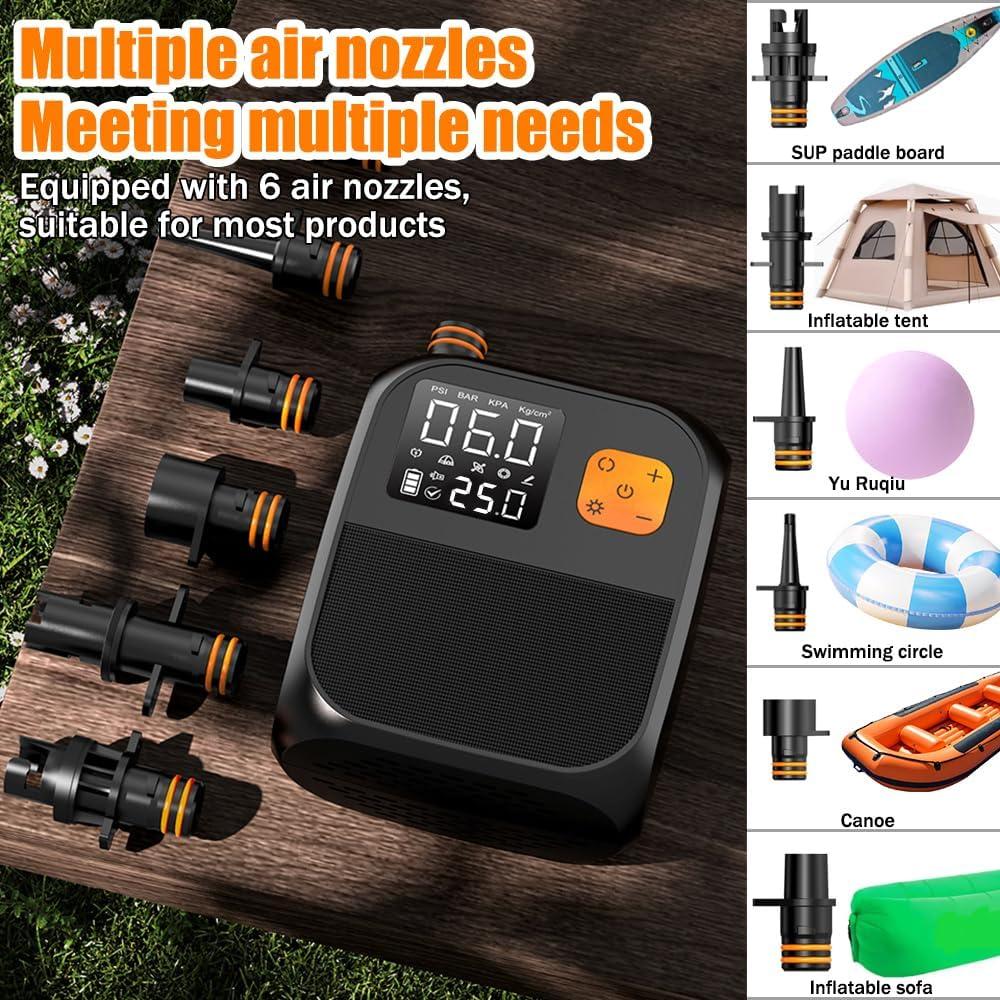Bomba de Aire Eléctrica 3T6B 8000mAh 25PSI para Paddle Board