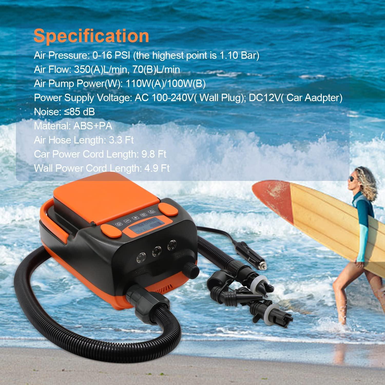 Bomba de Aire Eléctrica Recargable Tuomico 16PSI 12V para Paddle