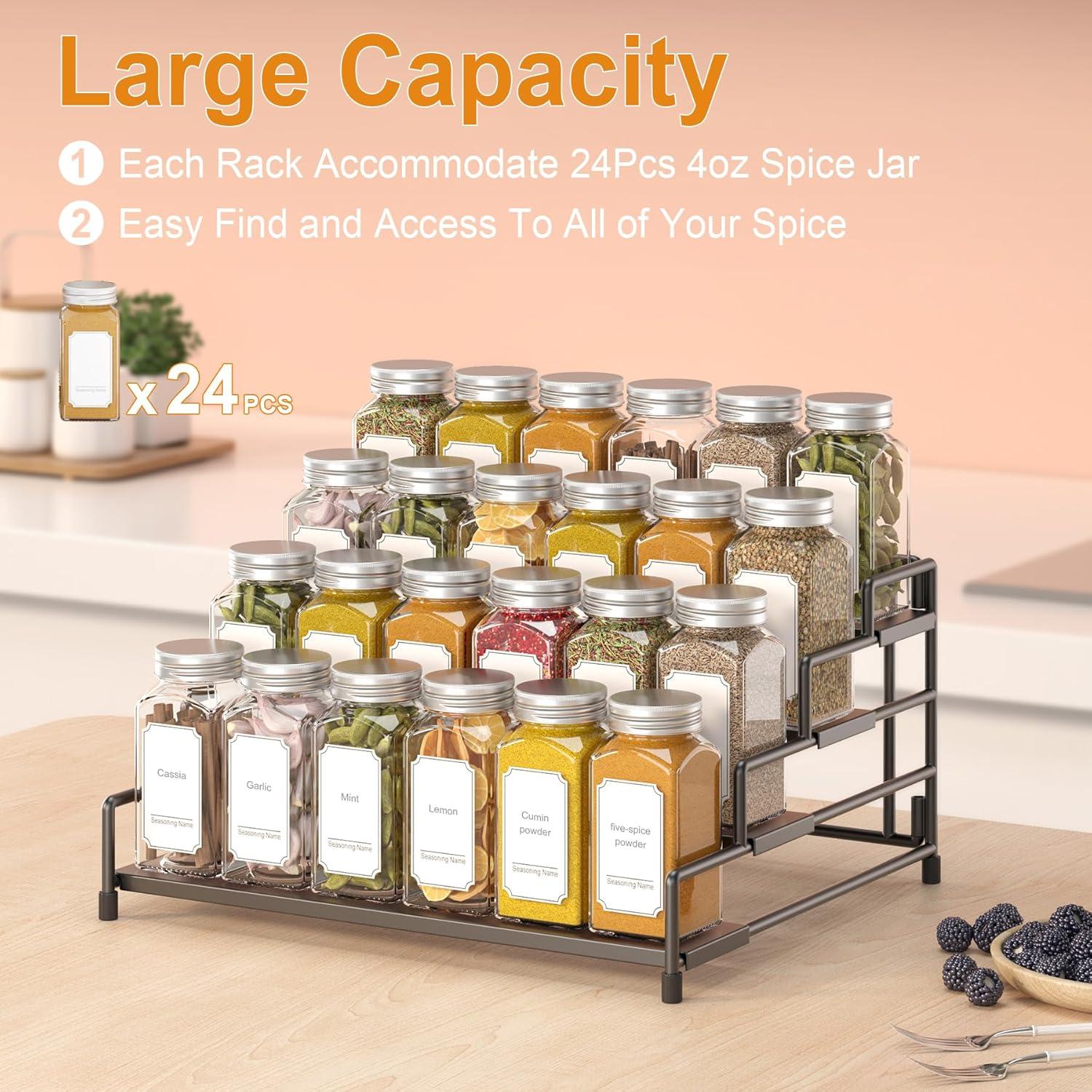 Organizador de Especias RUILALIFE 4 Niveles Ajustable Metal Negro