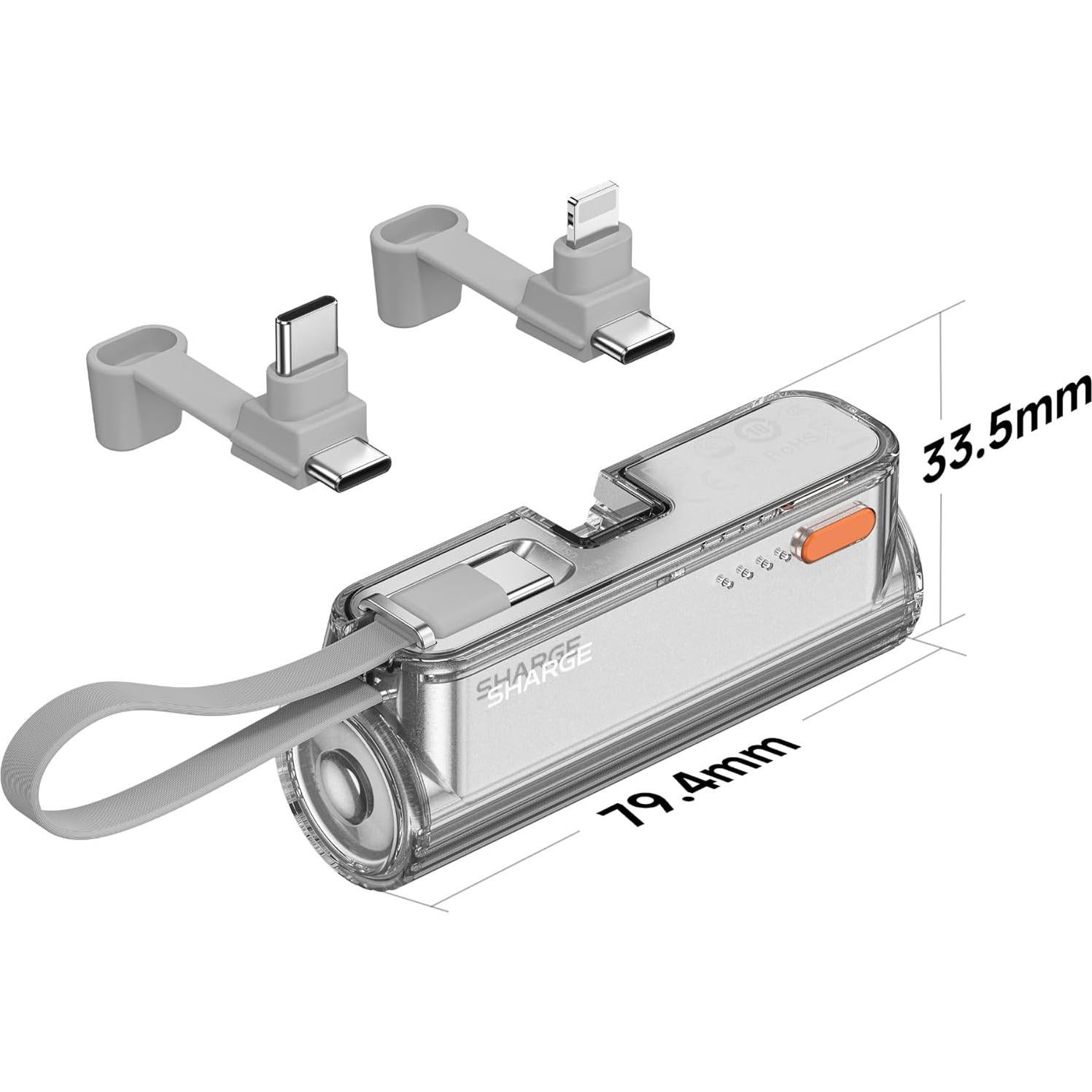 Cargador Portátil Sharge Flow Mini 2 5000mAh 22.5W Plata