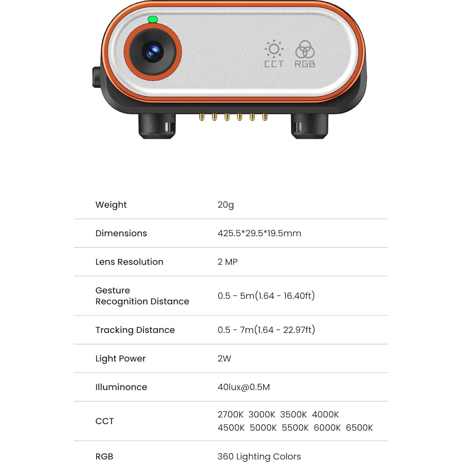 Rastreador AI Hohem MTK-L04 con Luz RGB Ajustable 2700K-6500K