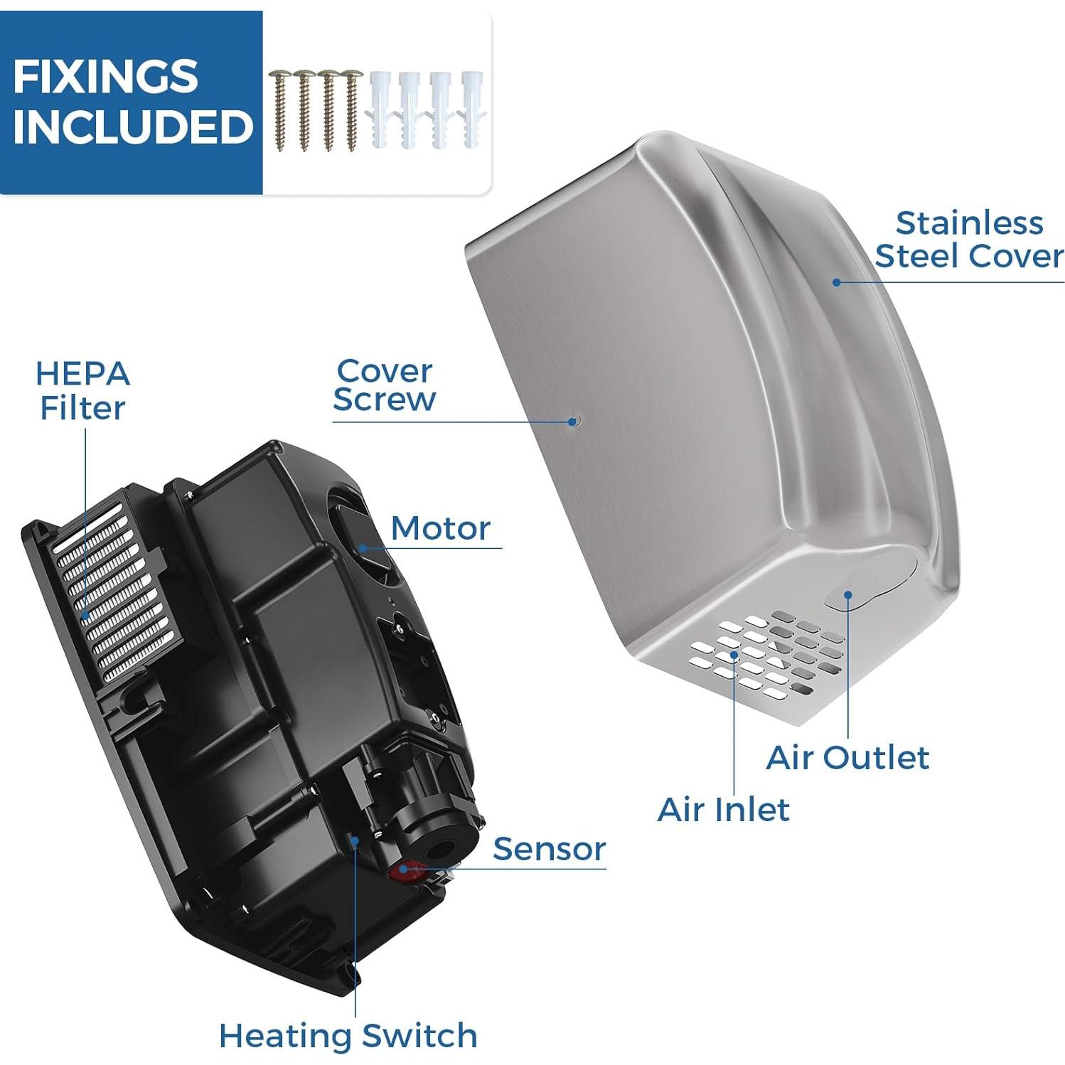 Secador de Manos Automático Stardrix HD1000S Acero Inoxidable HEPA