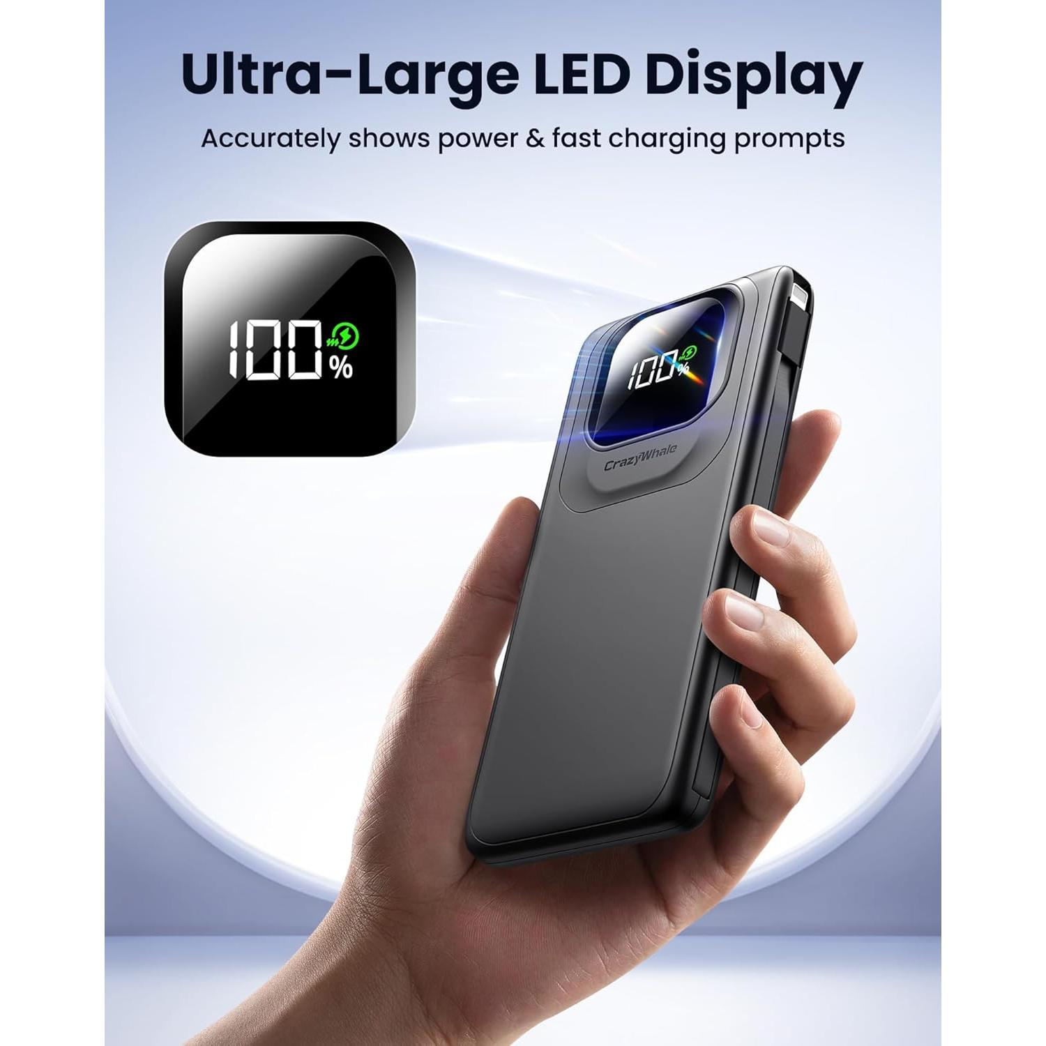 Cargador Portátil Power Bank 10000mAh 22.5W Carga Rápida Negro