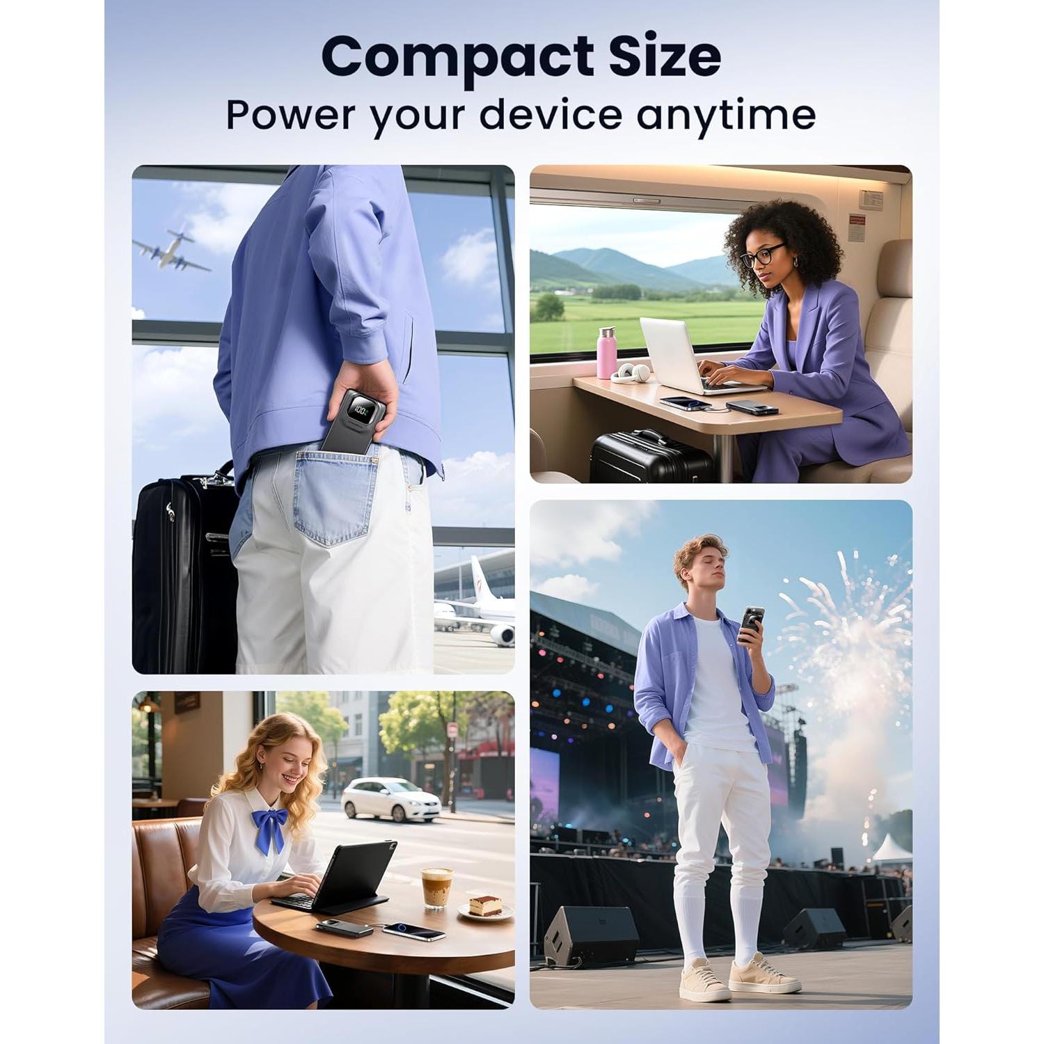 Cargador Portátil Power Bank 10000mAh 22.5W Carga Rápida Negro