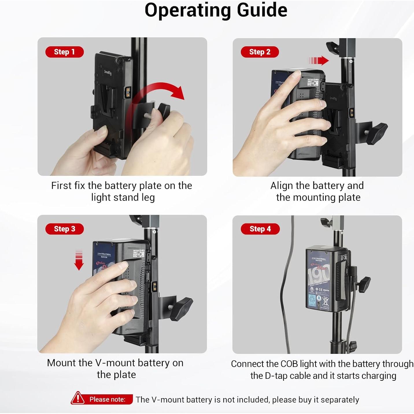 Placa de Batería V-Mount SmallRig 3676 para Luz COB