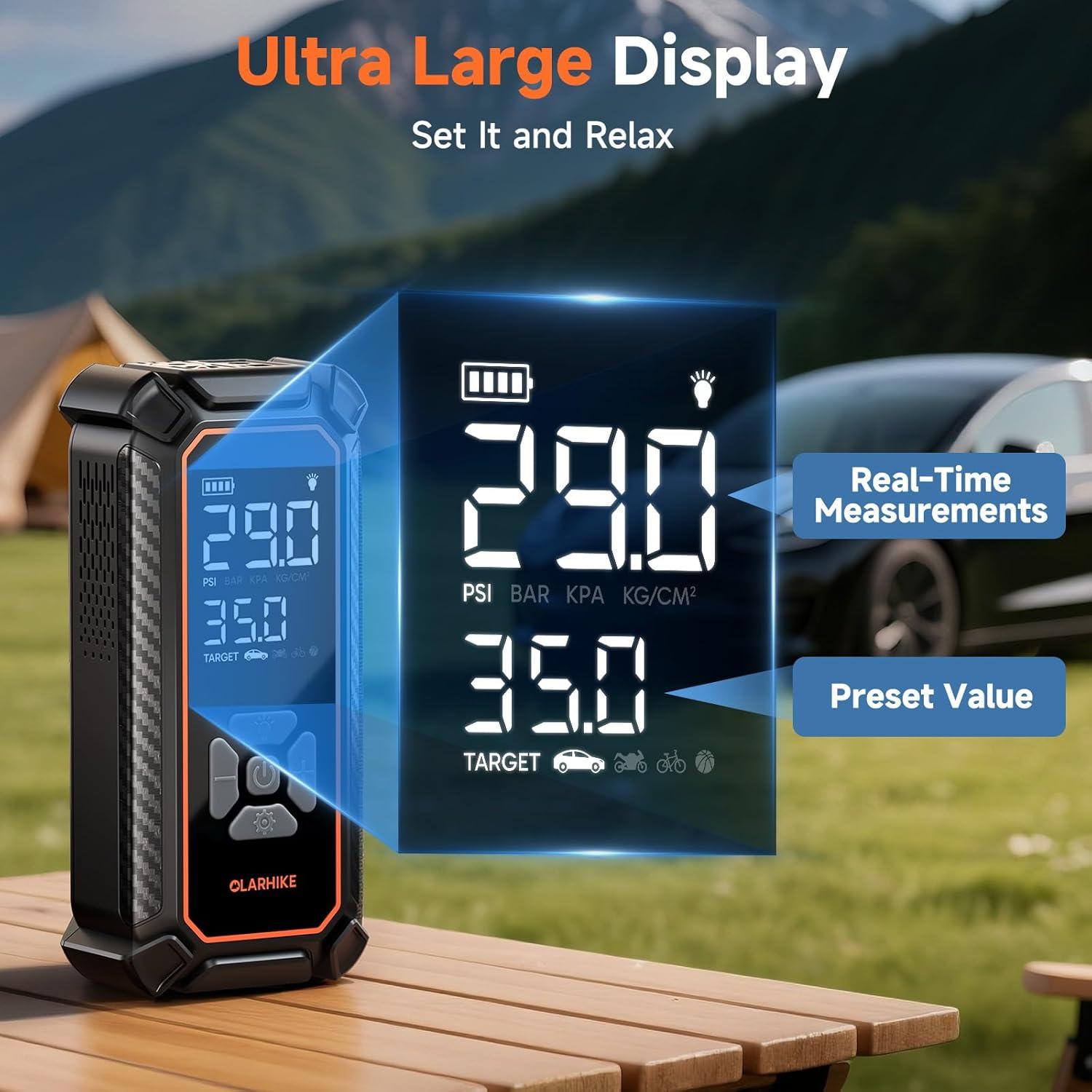 Compresor de Aire Portátil OlarHike 6000mAh, Inflación Rápida