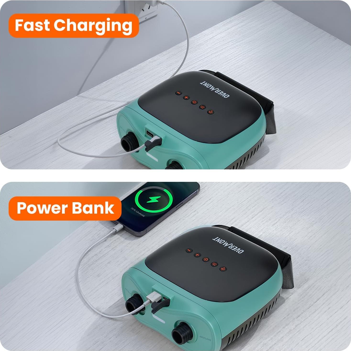 Bomba Eléctrica Portátil Overmont OHS-EP02 20PSI para Inflables