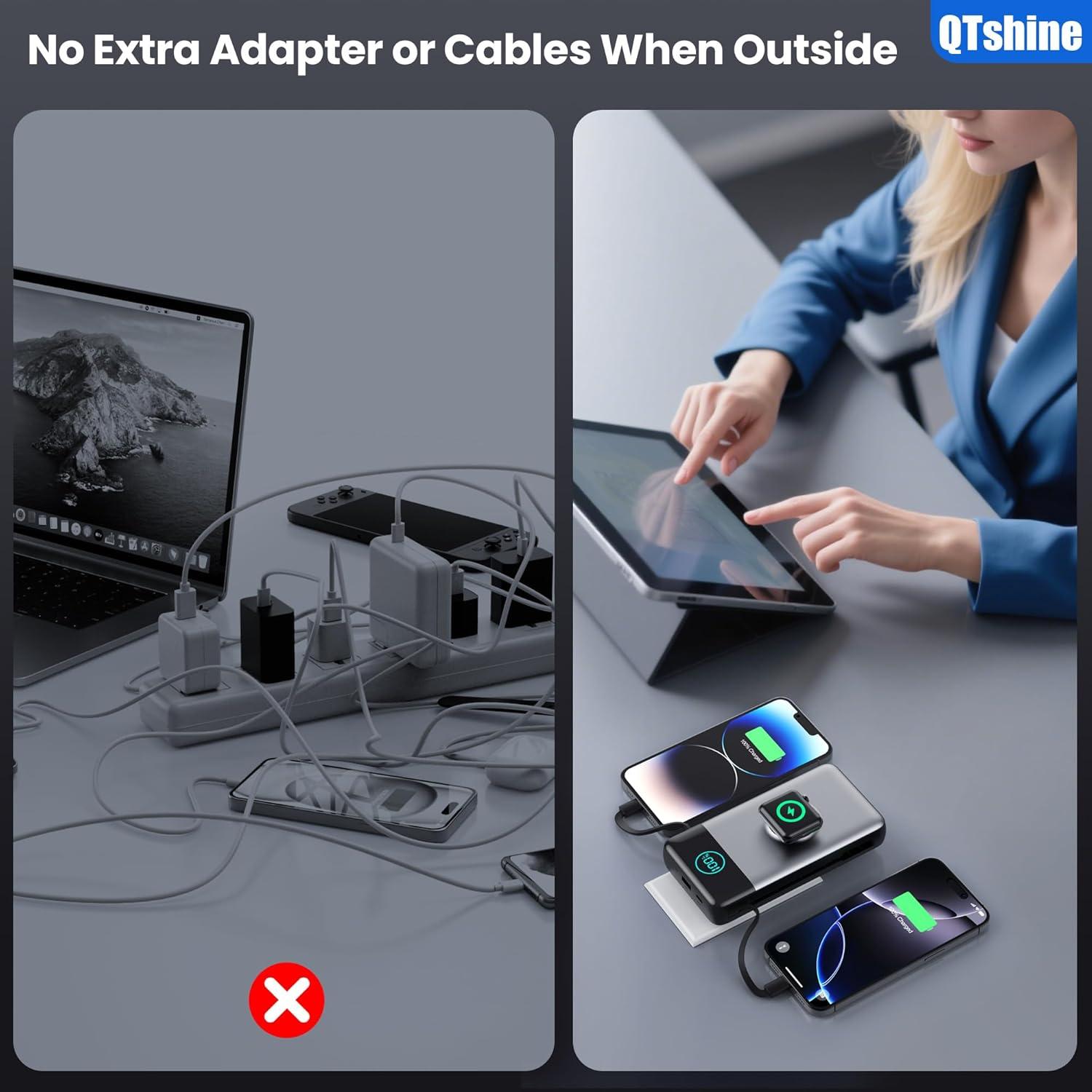 Cargador Portátil 40800mAh QTshine con Enchufe y Cables USB