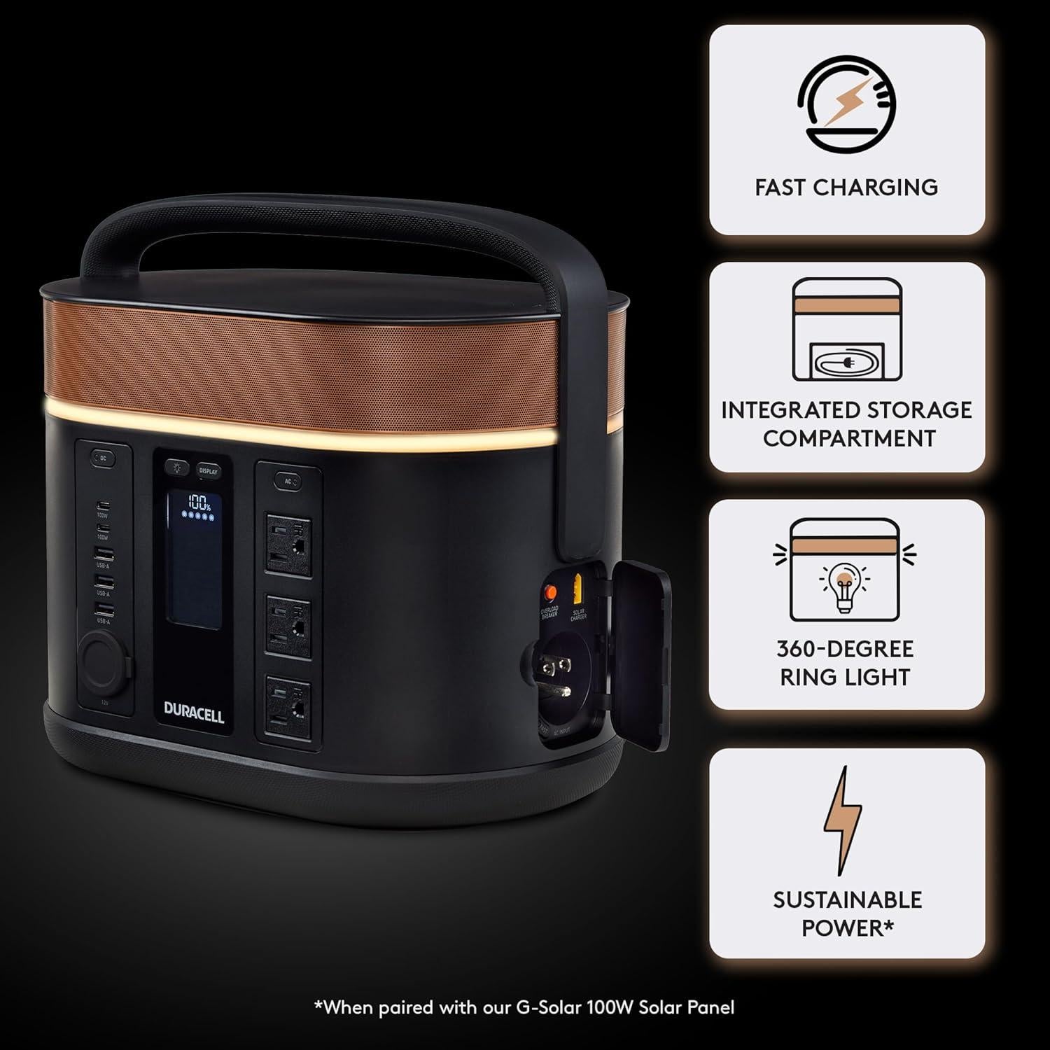 Estación de Energía Portátil Duracell G800 - 800W, Batería de Litio-Ion